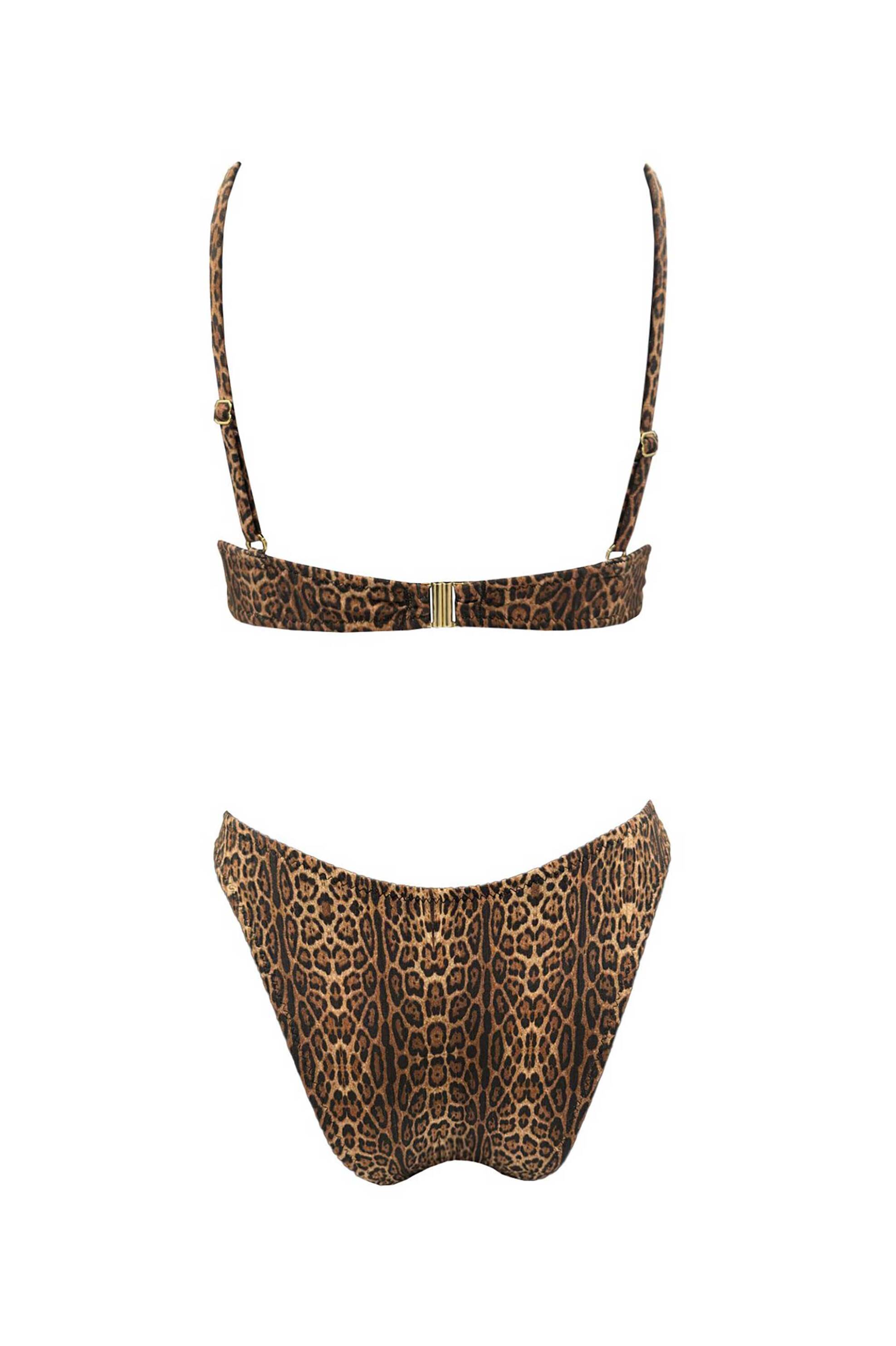 Emma Swimwear σετ γυναικείο μαγιό μπικίνι τοπ scoop και σλιπ με print "Jaguar" - EMMA 877 Καφέ φωτογραφία
