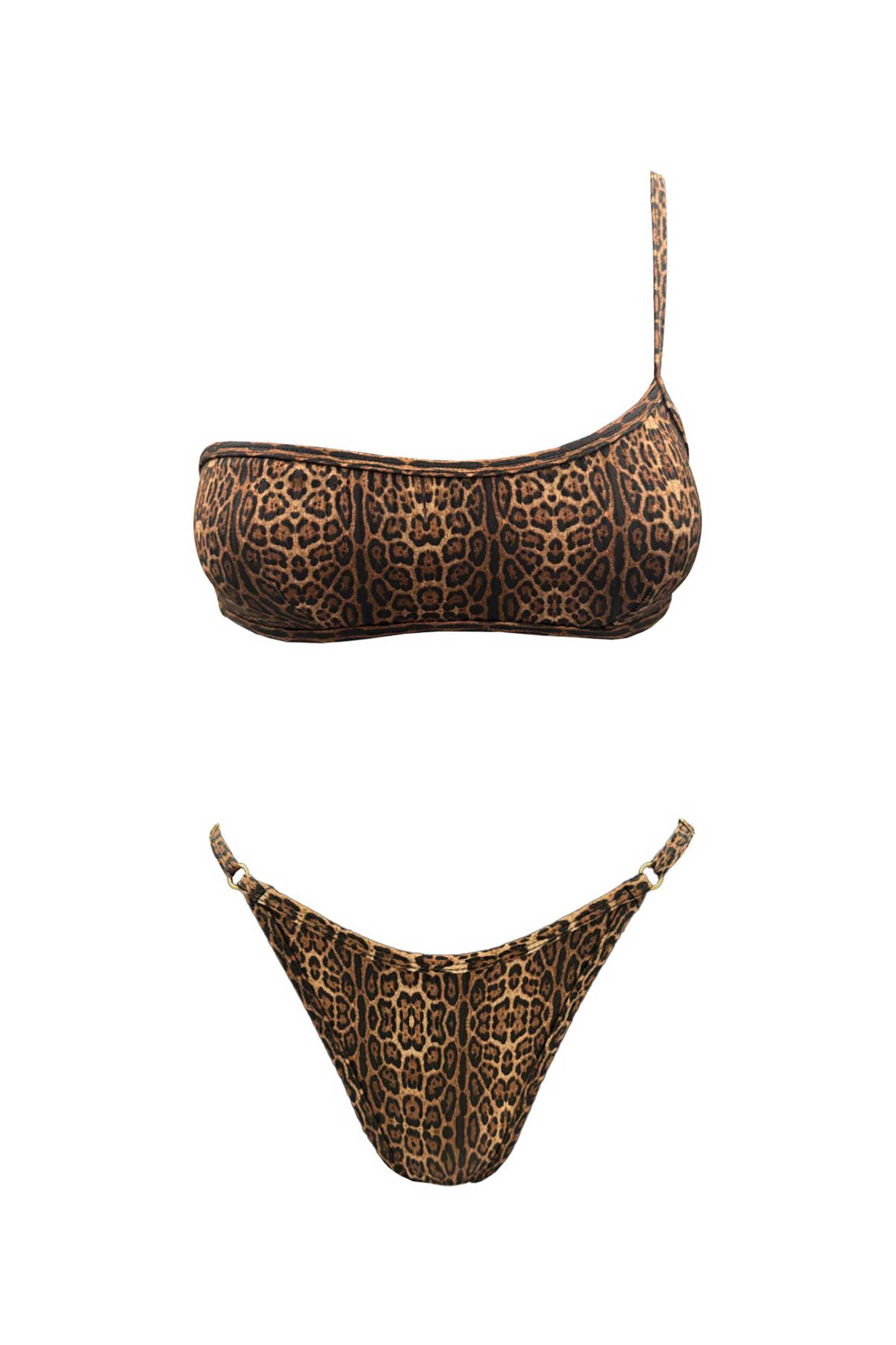 Emma Swimwear σετ γυναικείο μαγιό μπικίνι τοπ και σλιπ με print "Jaguar" - EMMA 878 Καφέ φωτογραφία
