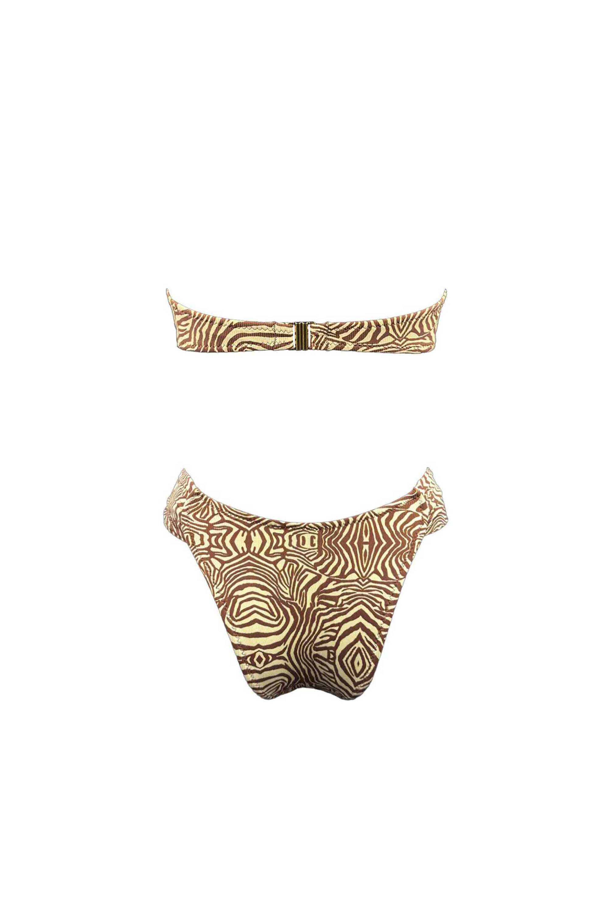 Emma Swimwear σετ γυναικείο μαγιό μπικίνι "Brown Zebra Strapless" - EMMA 902 Καφέ φωτογραφία