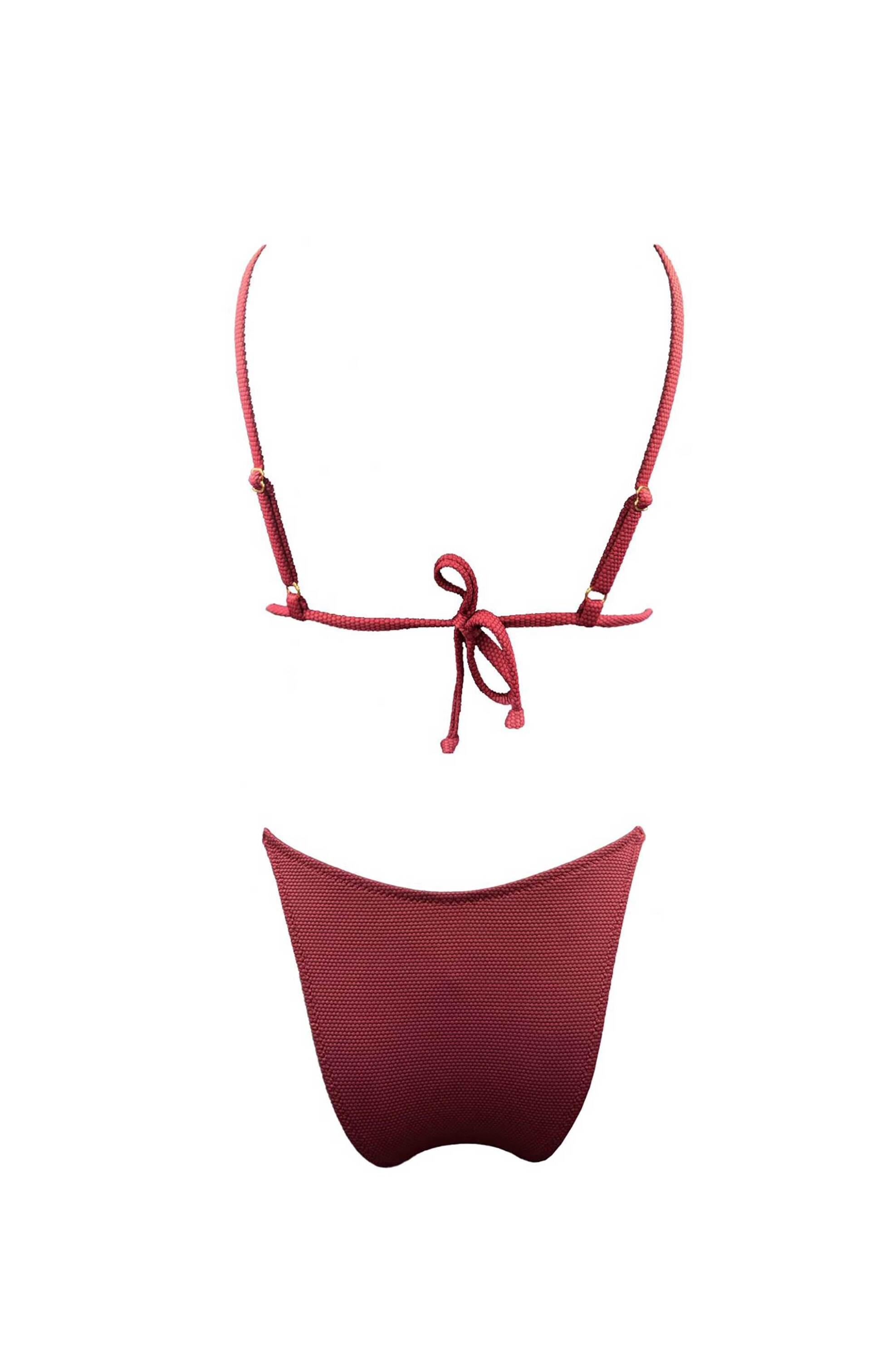 Emma Swimwear σετ γυναικείο μαγιό μπικίνι "Wine Shell Triangle" - EMMA 928 Μπορντό φωτογραφία