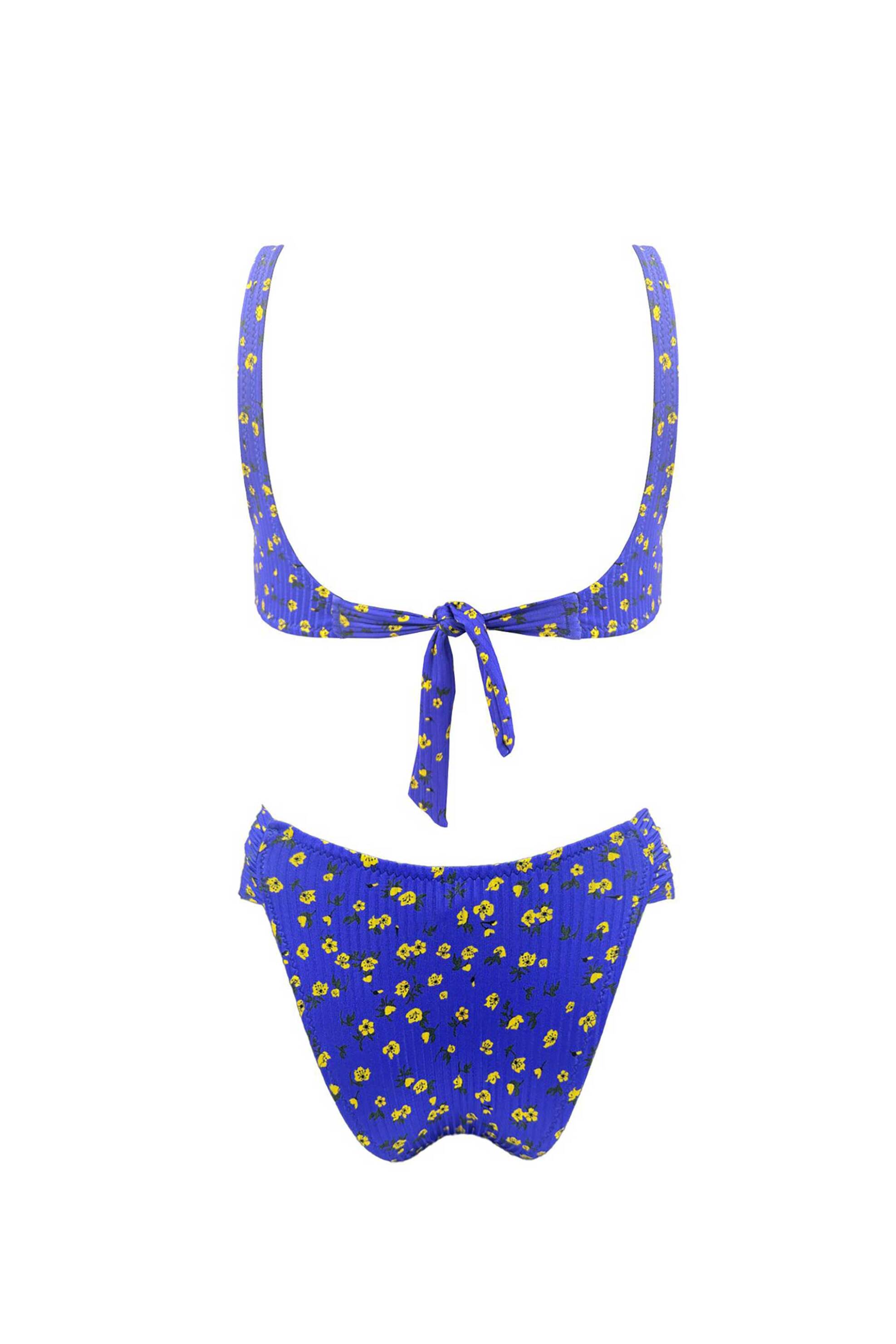 Emma Swimwear σετ γυναικείο μαγιό μπικίνι "Yellow Bloom D Cup" - EMMA 992 Μπλε