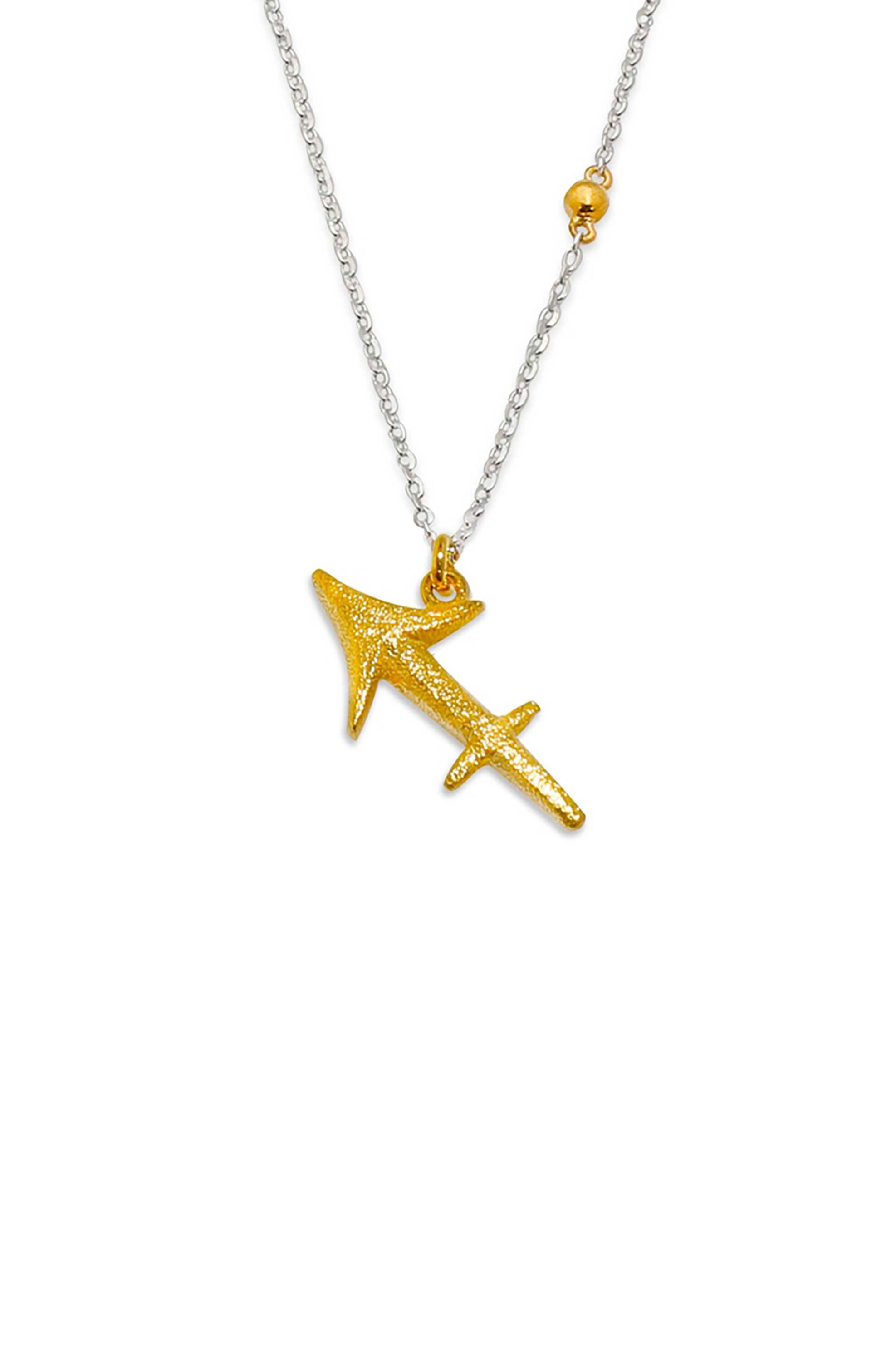 Folli Follie γυναικείο κοντό ασημένιο κολιέ με το ζώδιο Τοξότης "Star Sign" - 1N23S084Y Χρυσό