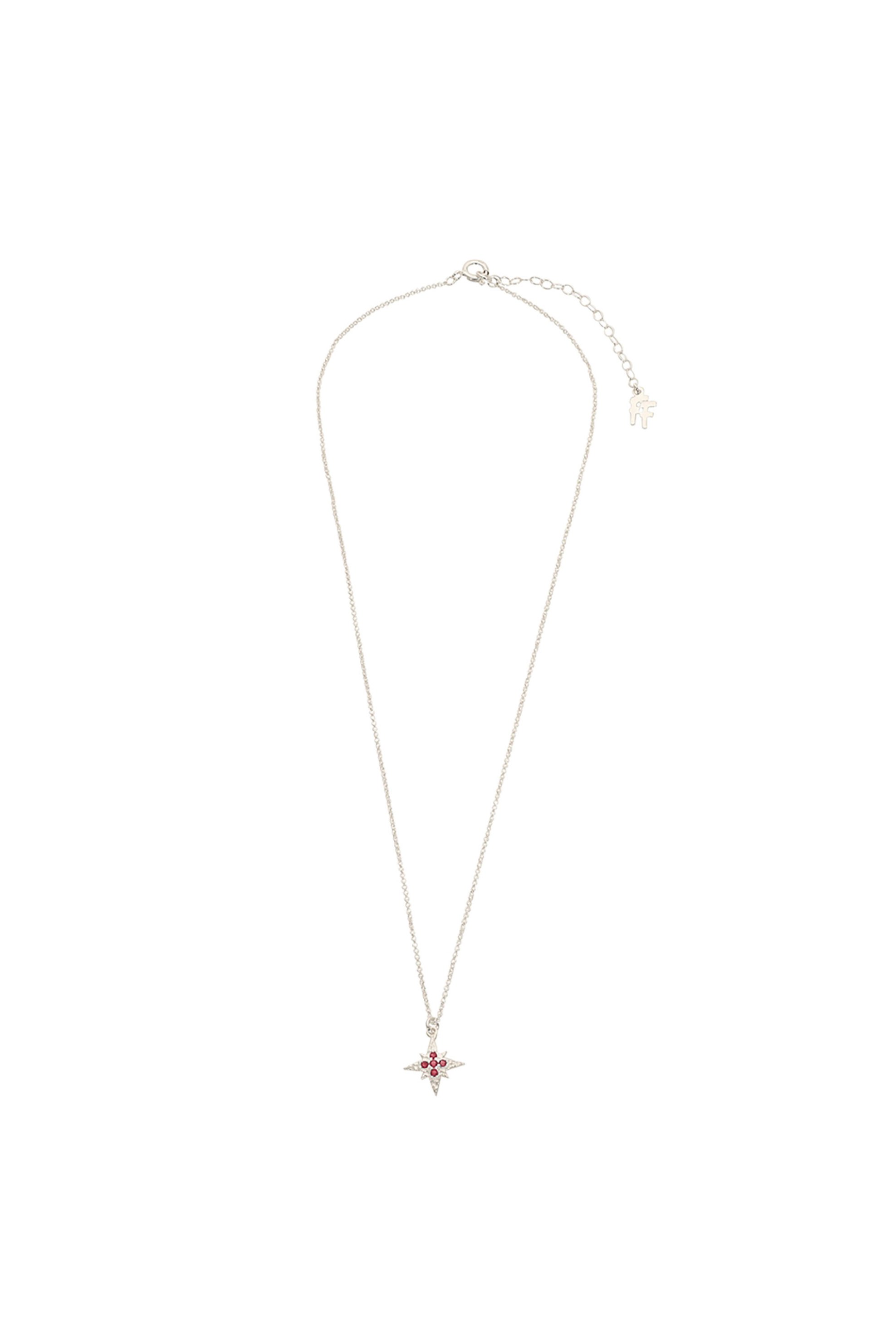 Folli Follie γυναικείο κοντό ασημένιο κολιέ με αστέρι και ματζέντα πέτρες "Astro glow" - 3N23S030D Ασημί φωτογραφία