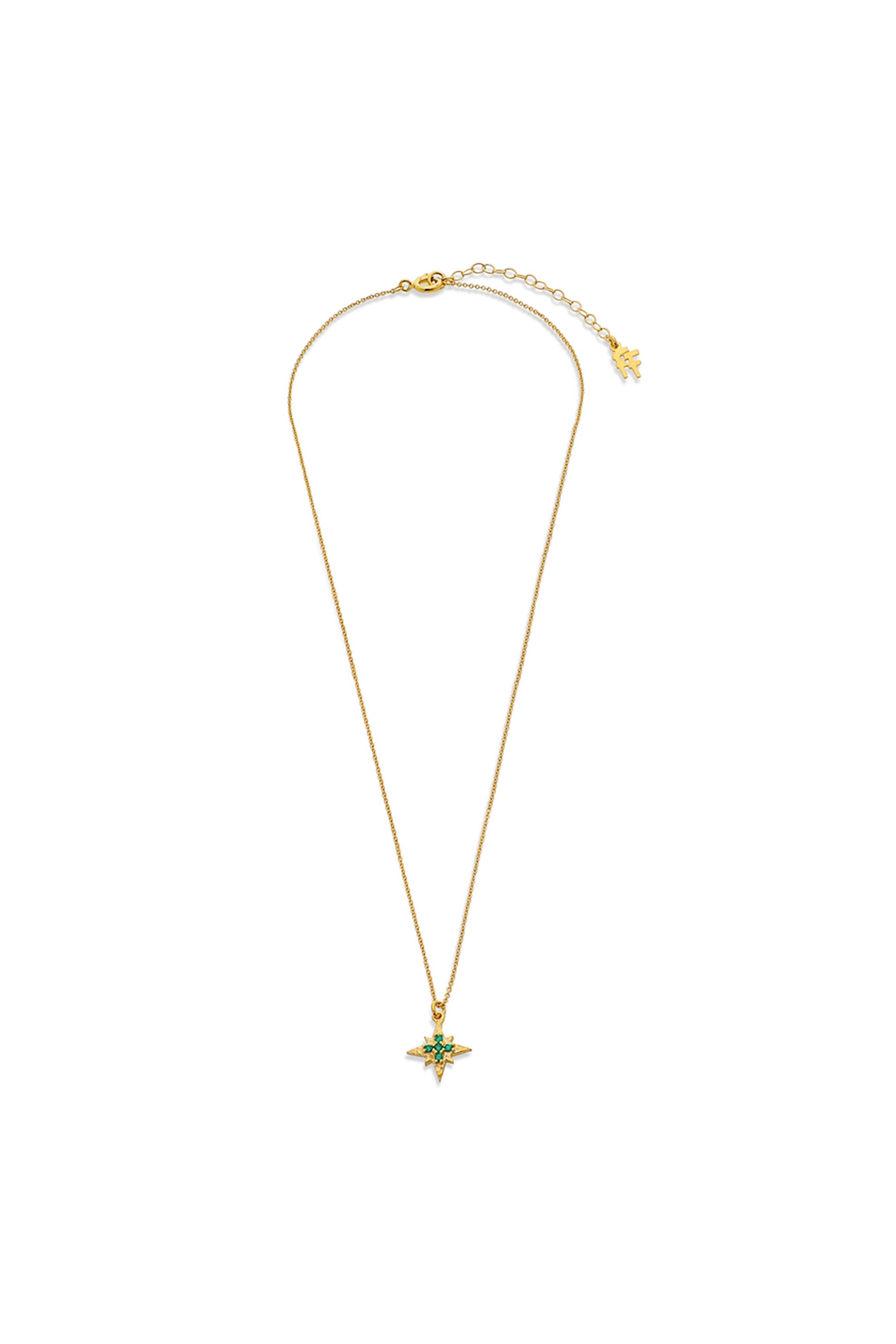 Folli Follie γυναικείο κοντό ασημένιο κολιέ με αστέρι και πράσινες πέτρες "Astro Glow" - 3N23S030YE Χρυσό φωτογραφία