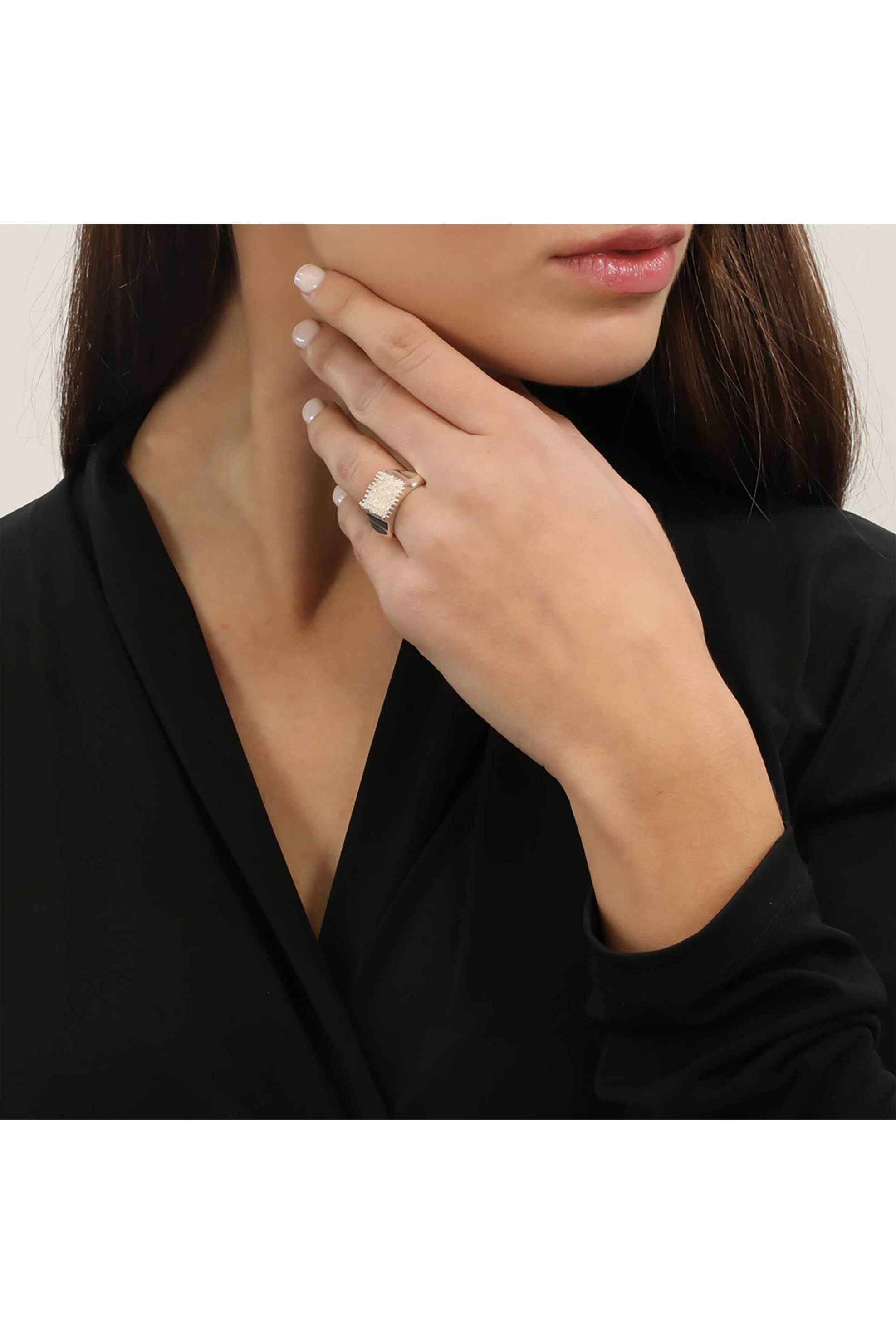 Folli Follie γυναικείο bulky ασημένιο δαχτυλίδι "Mosaic Moments" - 1R23S040 Ασημί φωτογραφία