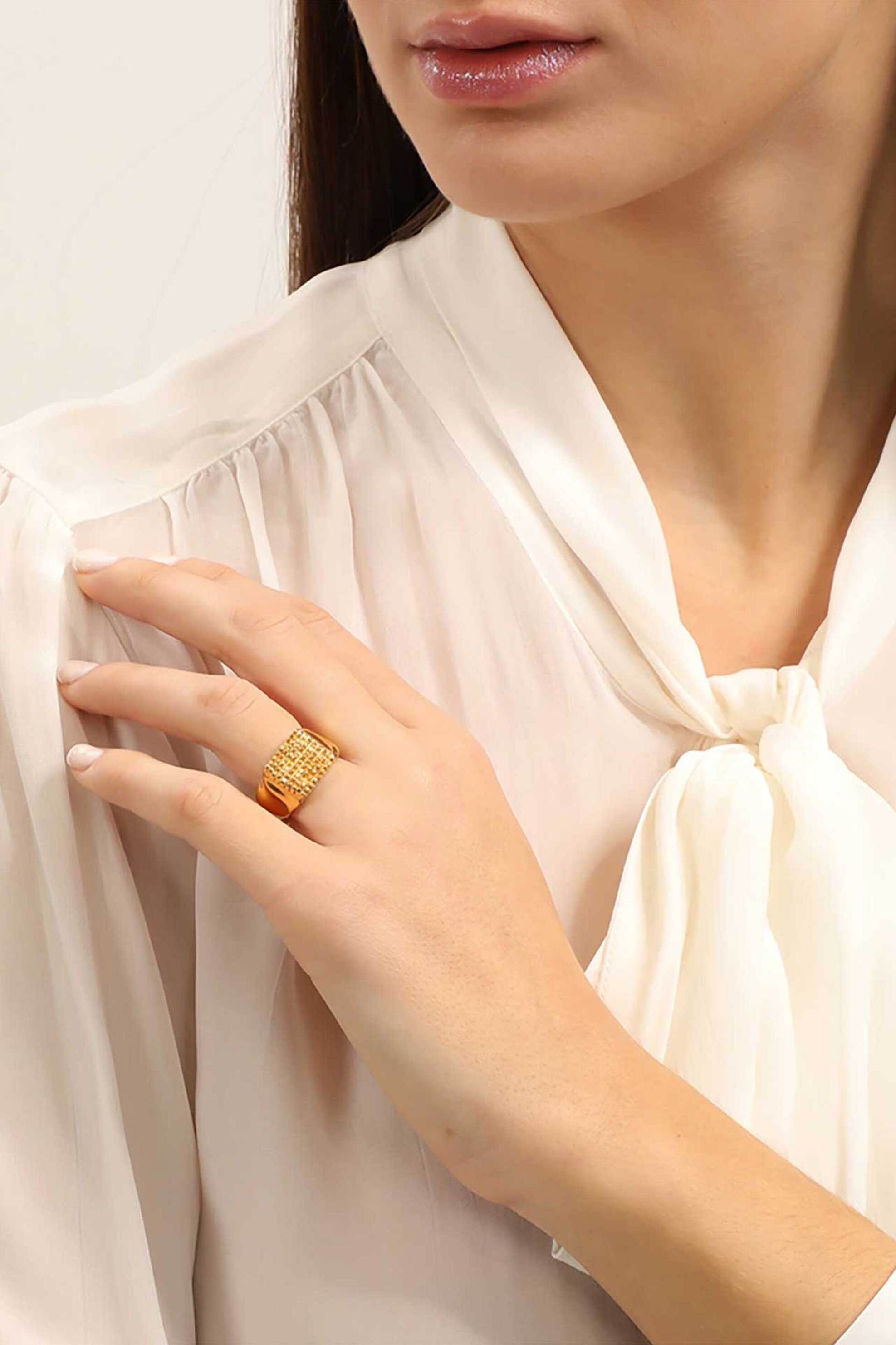 Folli Follie γυναικείο bulky επίχρυσο δαχτυλίδι "Mosaic Moments" - 1R23S040Y Χρυσό φωτογραφία