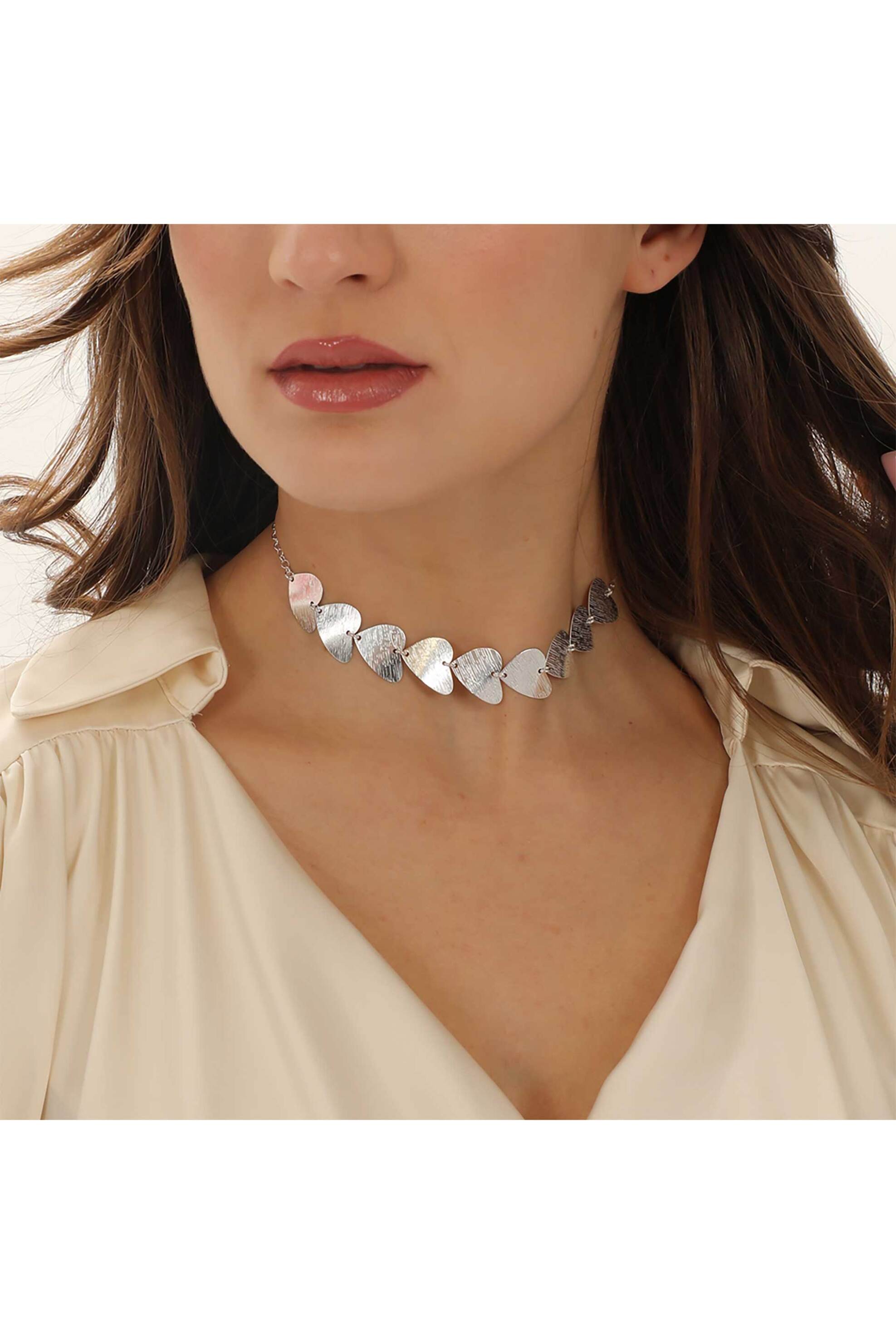 Folli Follie γυναικείο ασημένιο κολιέ αλυσίδα με μοτίφ καρδιές "Heart's Symphony" - 1N23S098 Ασημί φωτογραφία