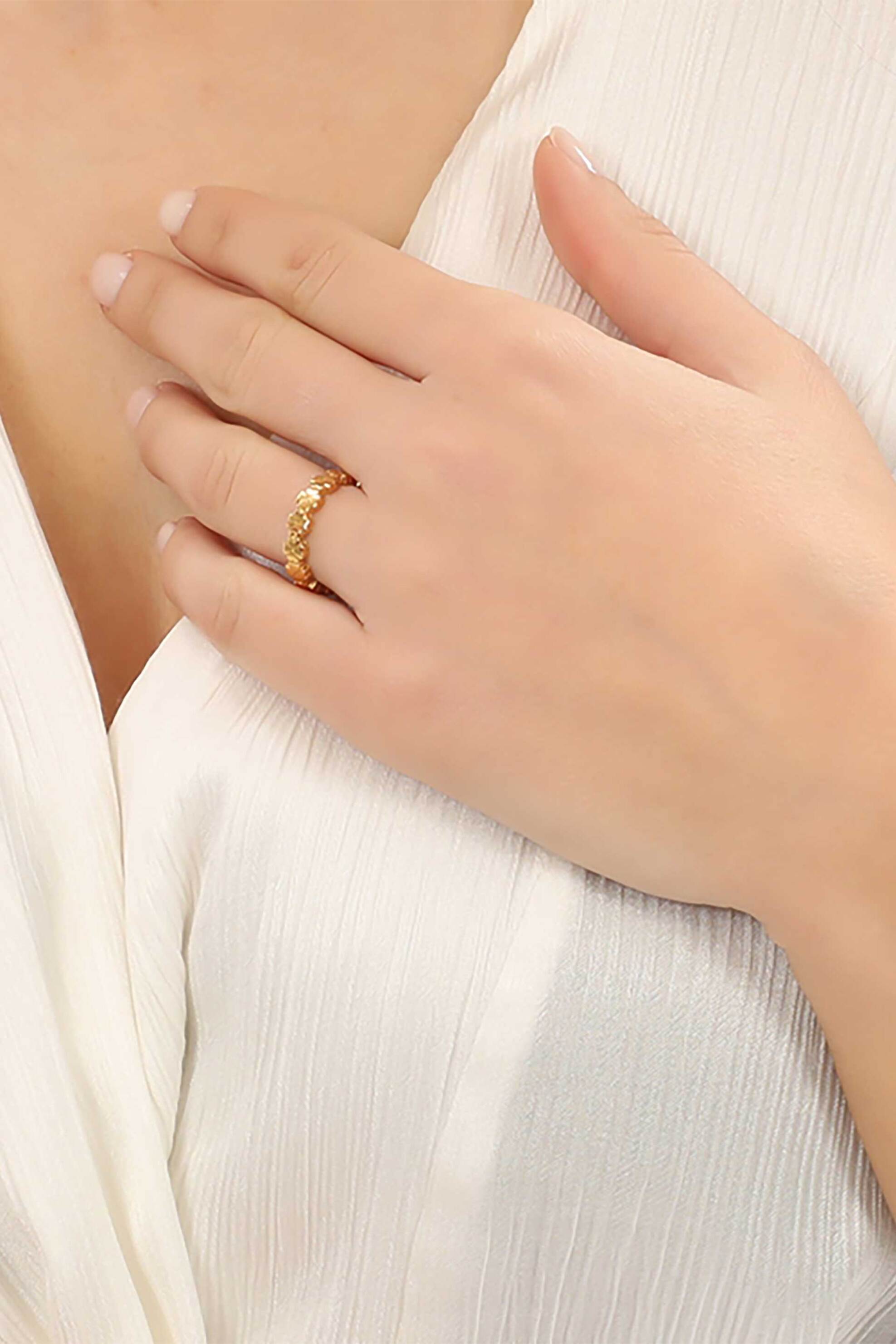 Folli Follie γυναικείο επίχρυσο δαχτυλίδι με μοτίφ "Blissful Heart4Heart" - 1R23T043Y Χρυσό φωτογραφία