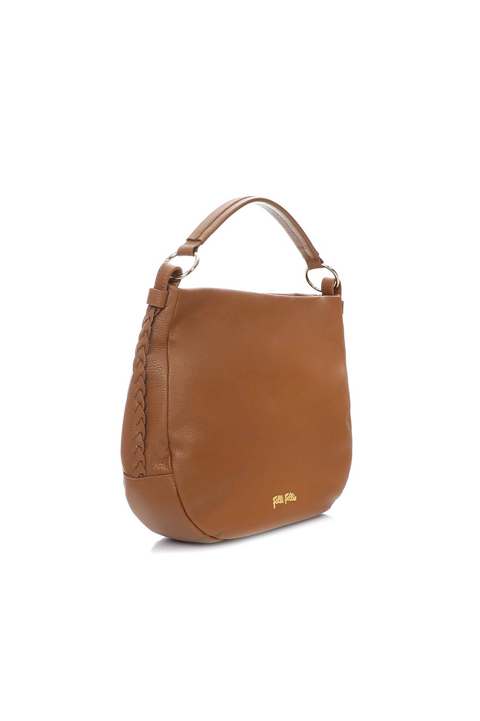 Folli Follie γυναικεία μεγάλη καφέ δερμάτινη τσάντα hobo "Metropolitan Fab" - HO24L002GB Καφέ φωτογραφία