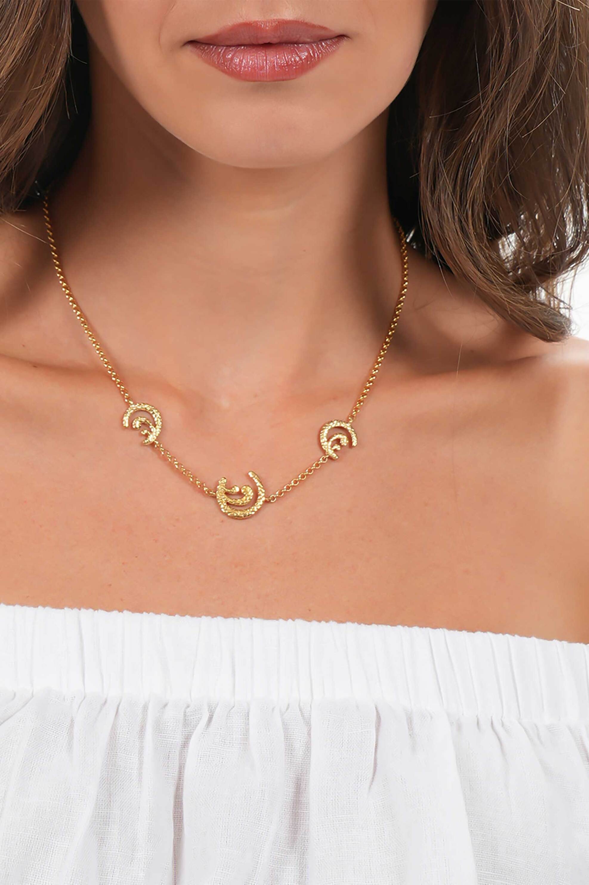 Folli Follie γυναικείο κοντό επίχρυσο κολιέ με κυματιστά μοτίφ "Wavy Flair" - 1N24S114Y Χρυσό φωτογραφία