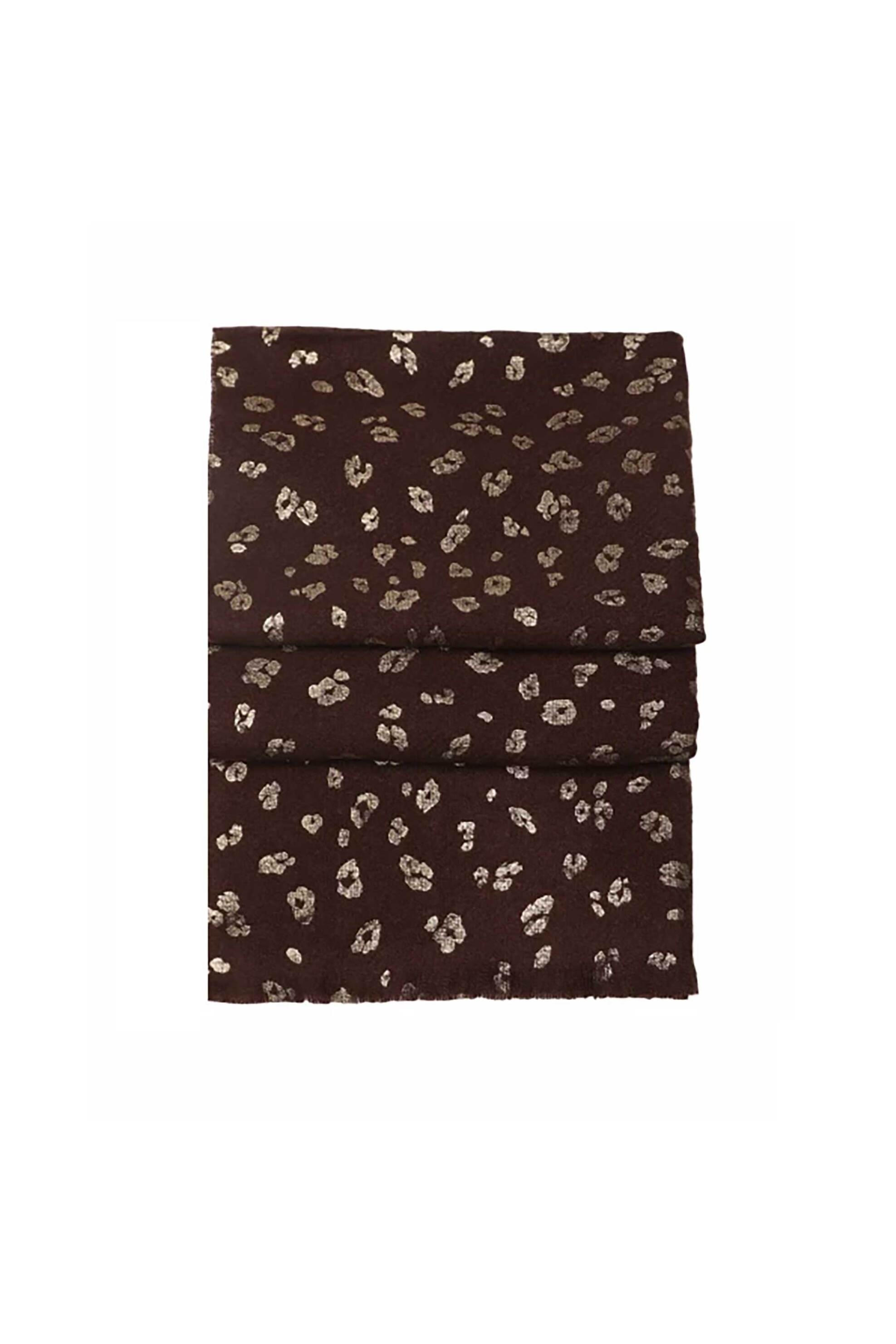 FOLLI FOLLIE Folli Follie γυναικείο φουλάρι με σχέδιο σε χρυσές αποχρώσεις - SF24B021B Καφέ