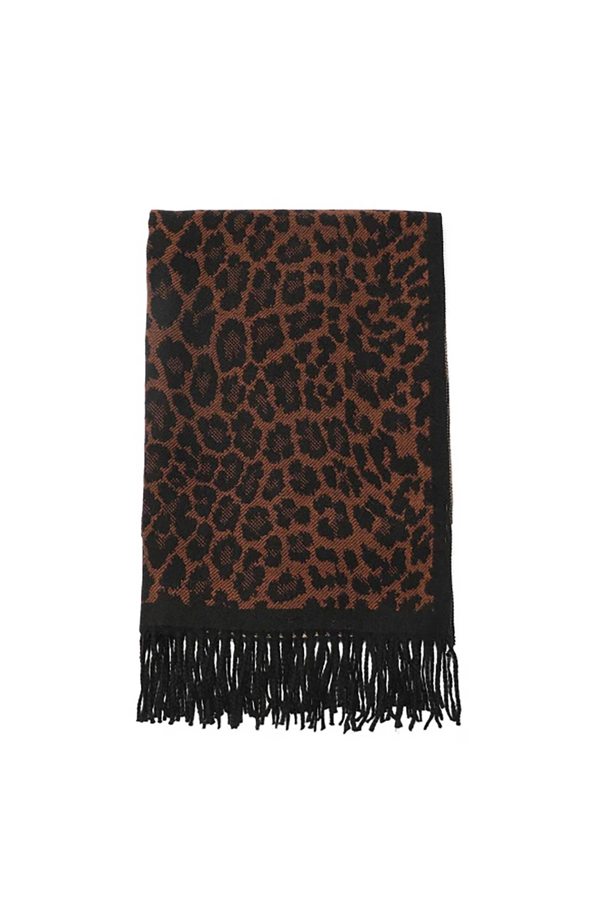 Folli Follie γυναικείο φουλάρι με animal print - SF24B022K Καφέ
