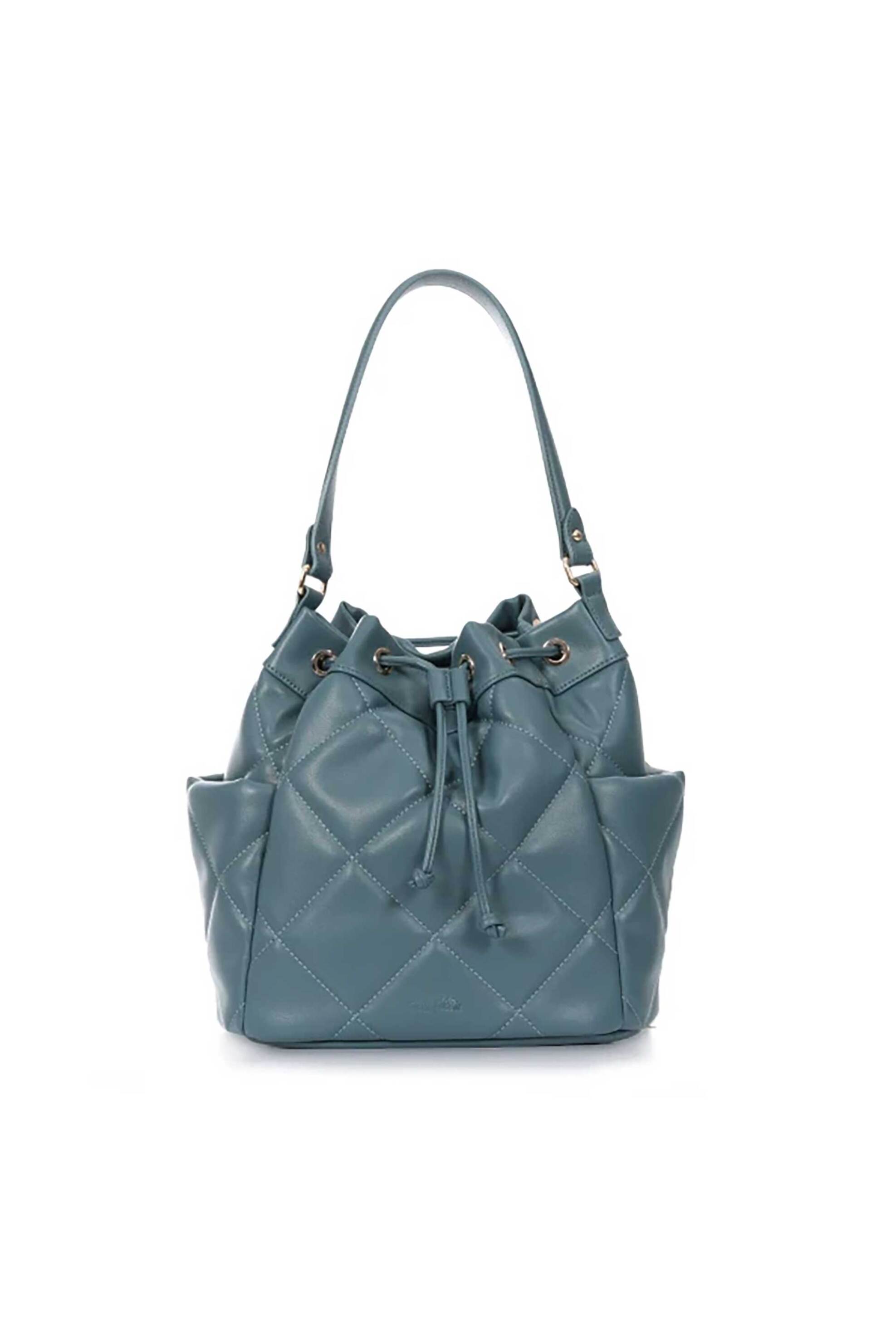 Folli Follie γυναικεία μεσαία καπιτονέ τσάντα ώμου/πουγκί "Hype me up" - BU24P006GU Μπλε