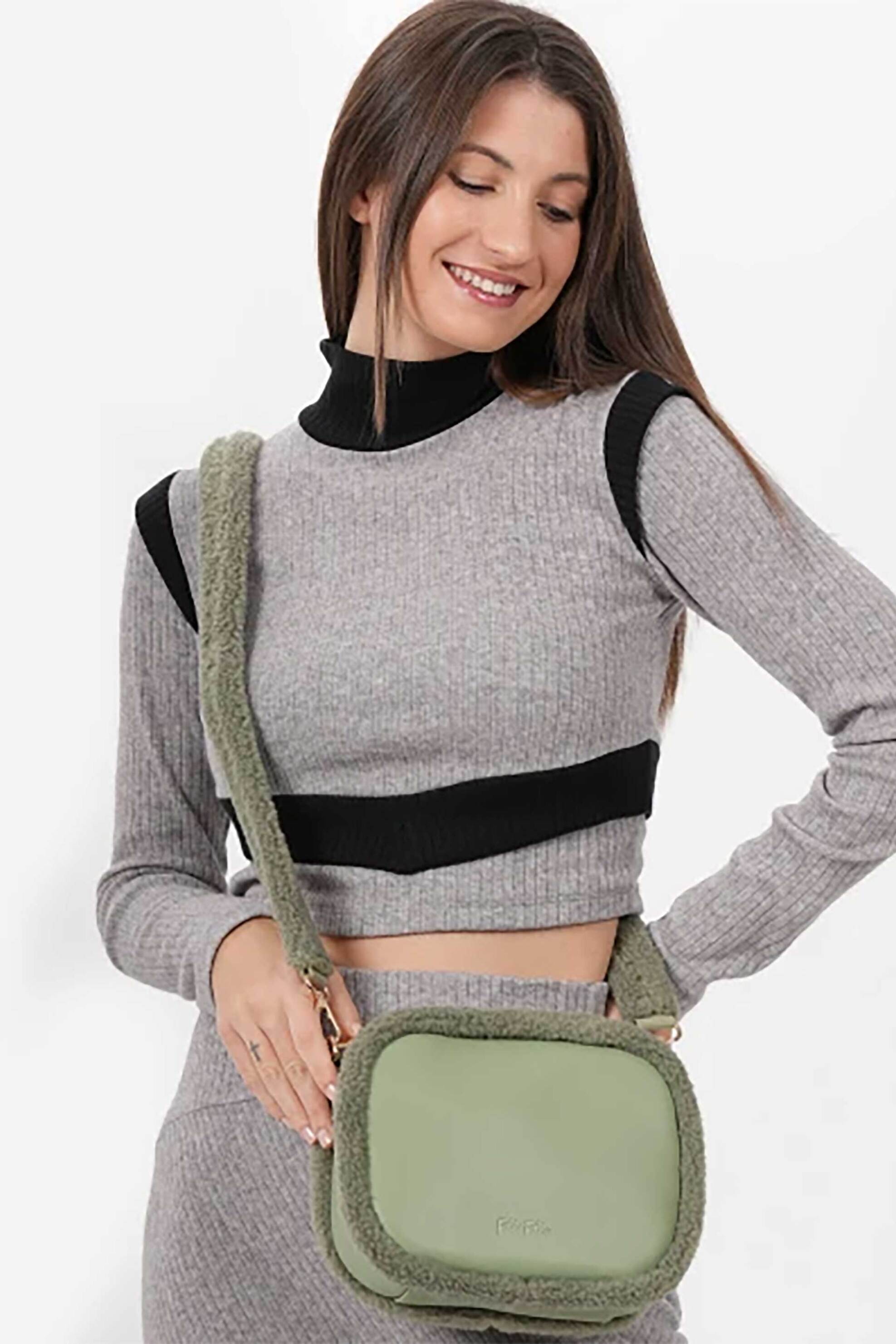FOLLI FOLLIE Folli Follie γυναικεία τσάντα crossbody "Furry Tales" - CB24C017GE Πράσινο - 2