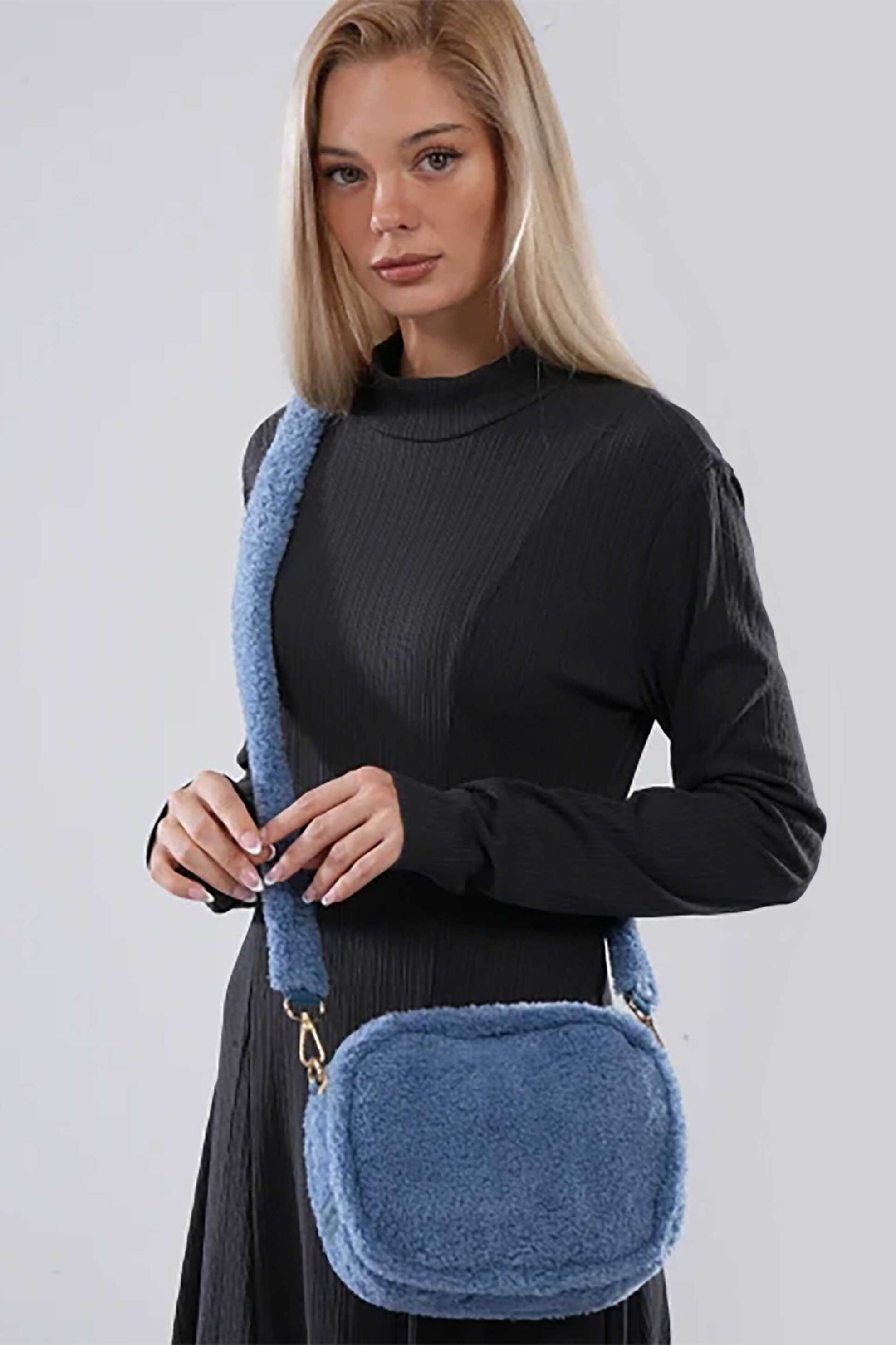 FOLLI FOLLIE Folli Follie γυναικεία τσάντα crossbody "Furry Tales" - CB24F018GU Μπλε - 2