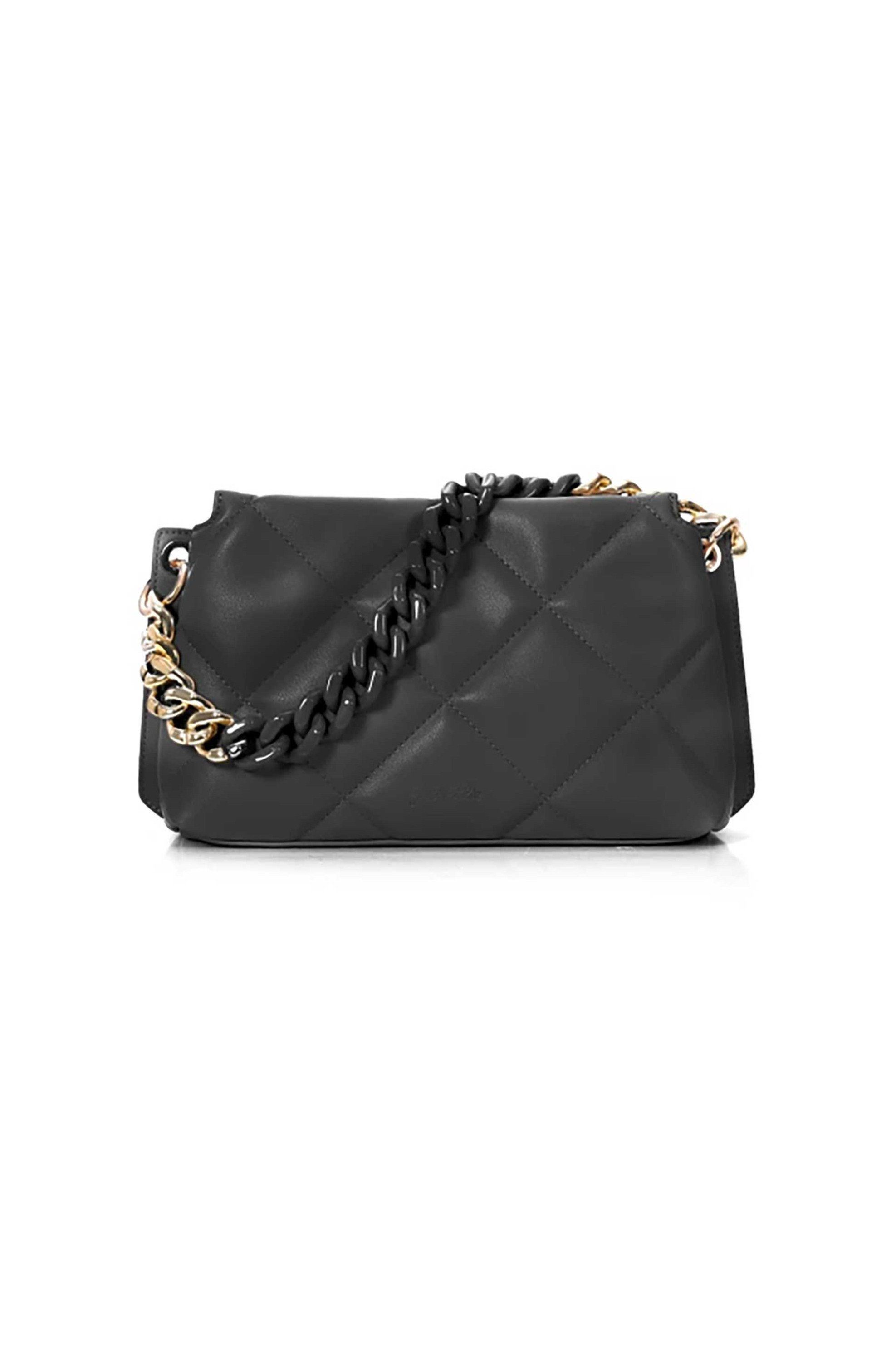 Folli Follie γυναικεία καπιτονέ τσάντα crossbody "Hype me up" - CB24P016GK Μαύρο