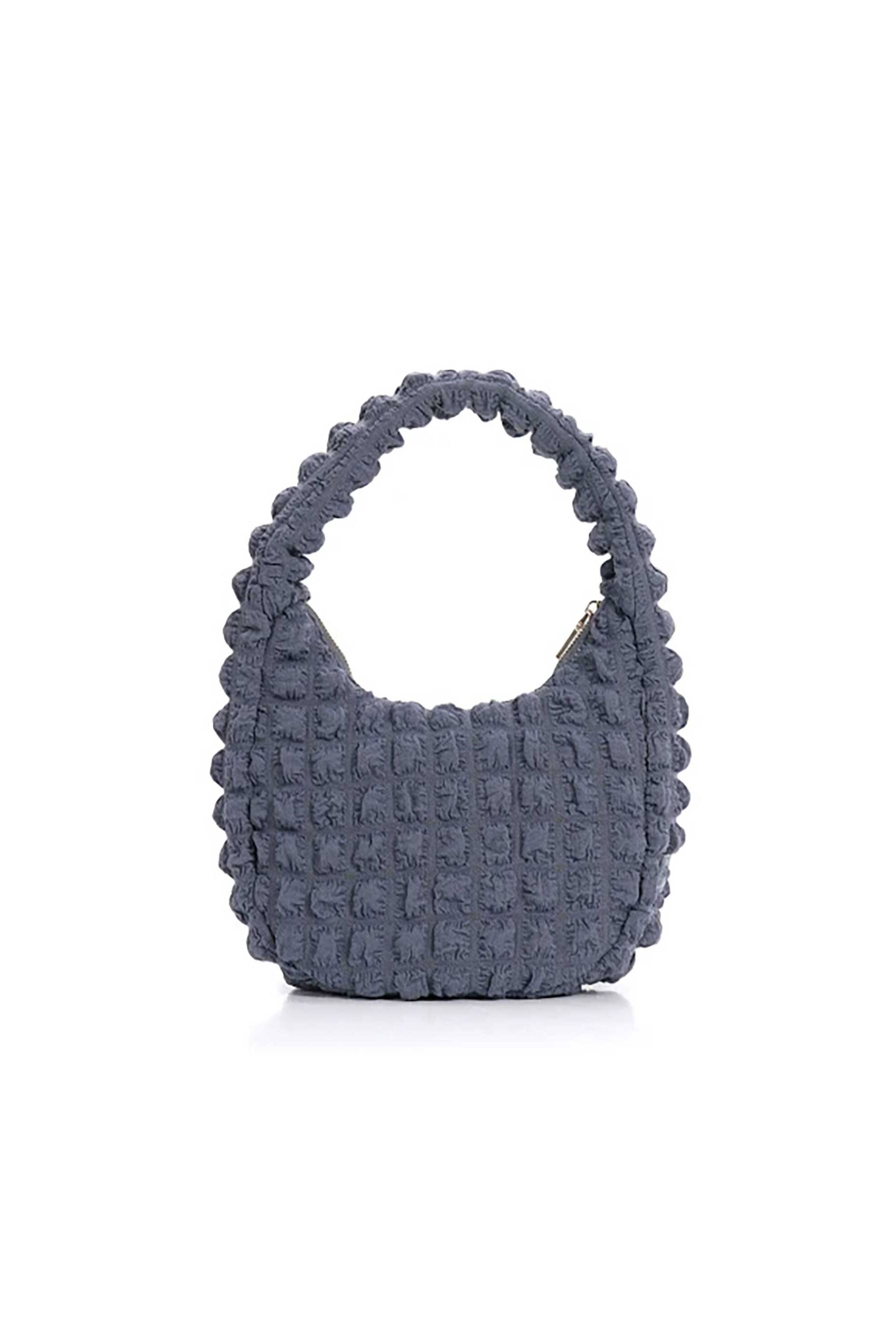 Folli Follie γυναικεία τσάντα καπιτονέ hobo "Hype me up" - HO24F004GDA Γκρι