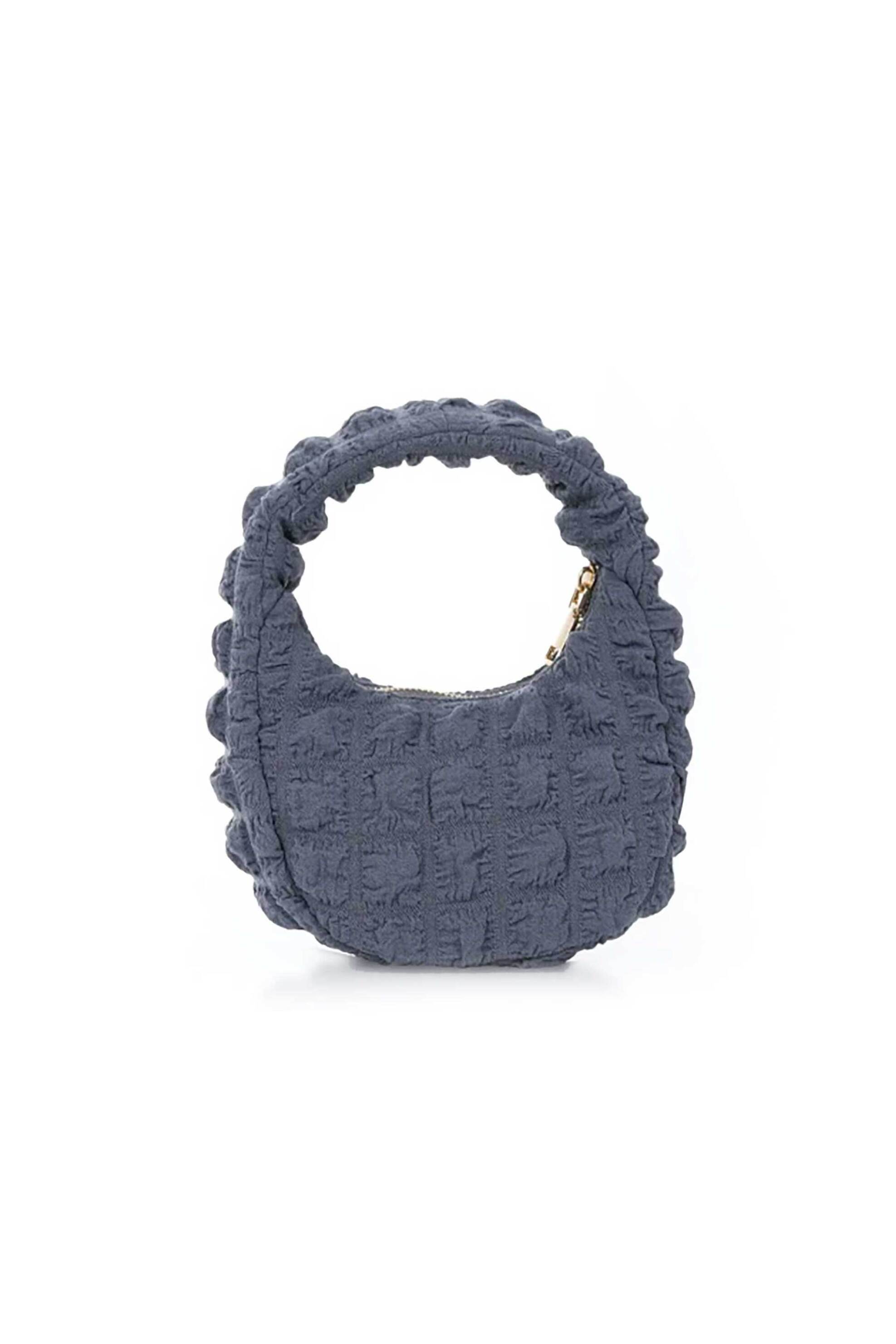 Folli Follie γυναικεία τσάντα καπιτονέ hobo "Hype me up" - HO24F005GDA Γκρι