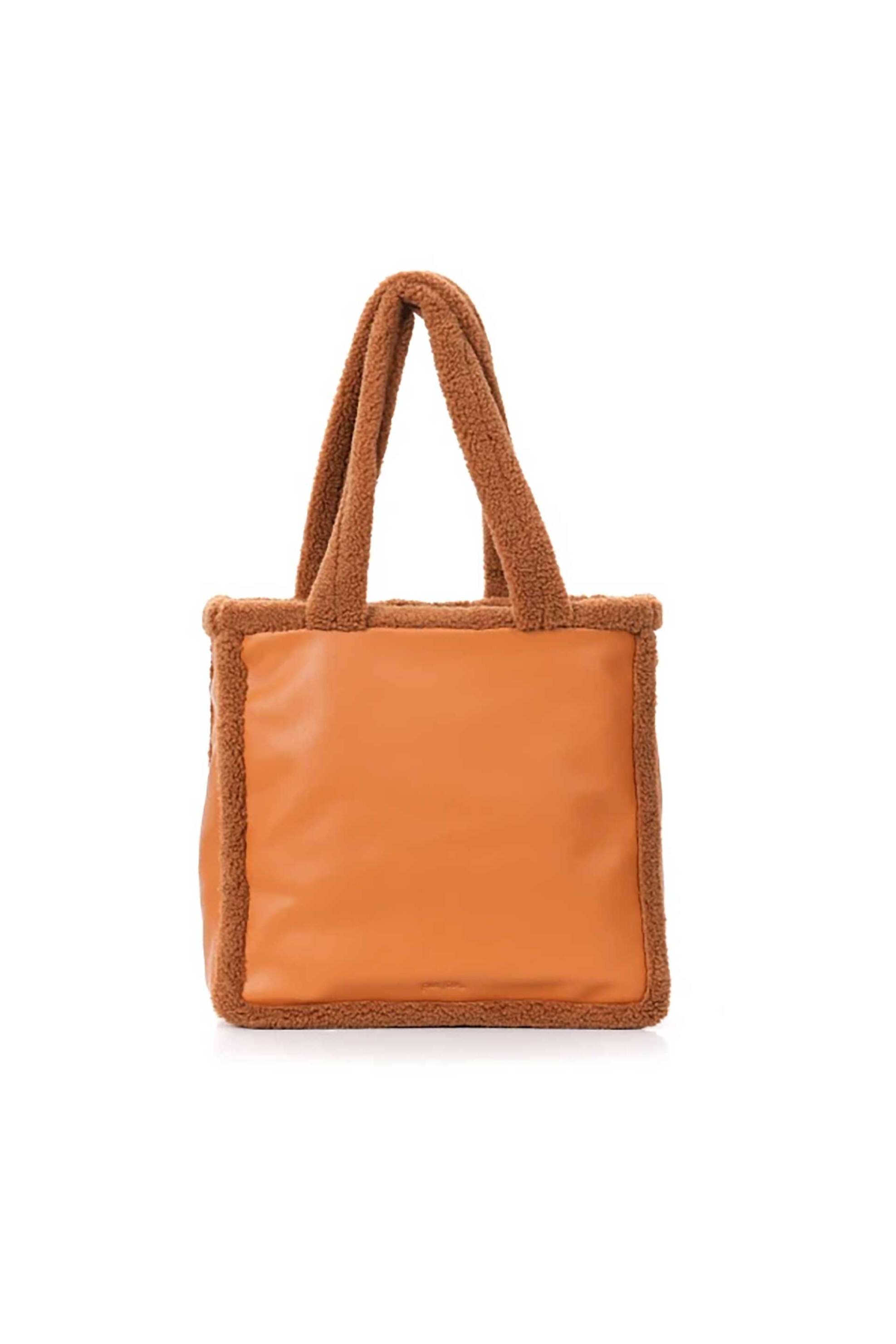 Folli Follie γυναικεία τσάντα tote δύο όψεων "Furry Tales" - OB24C015GB Πορτοκαλί Σκούρο