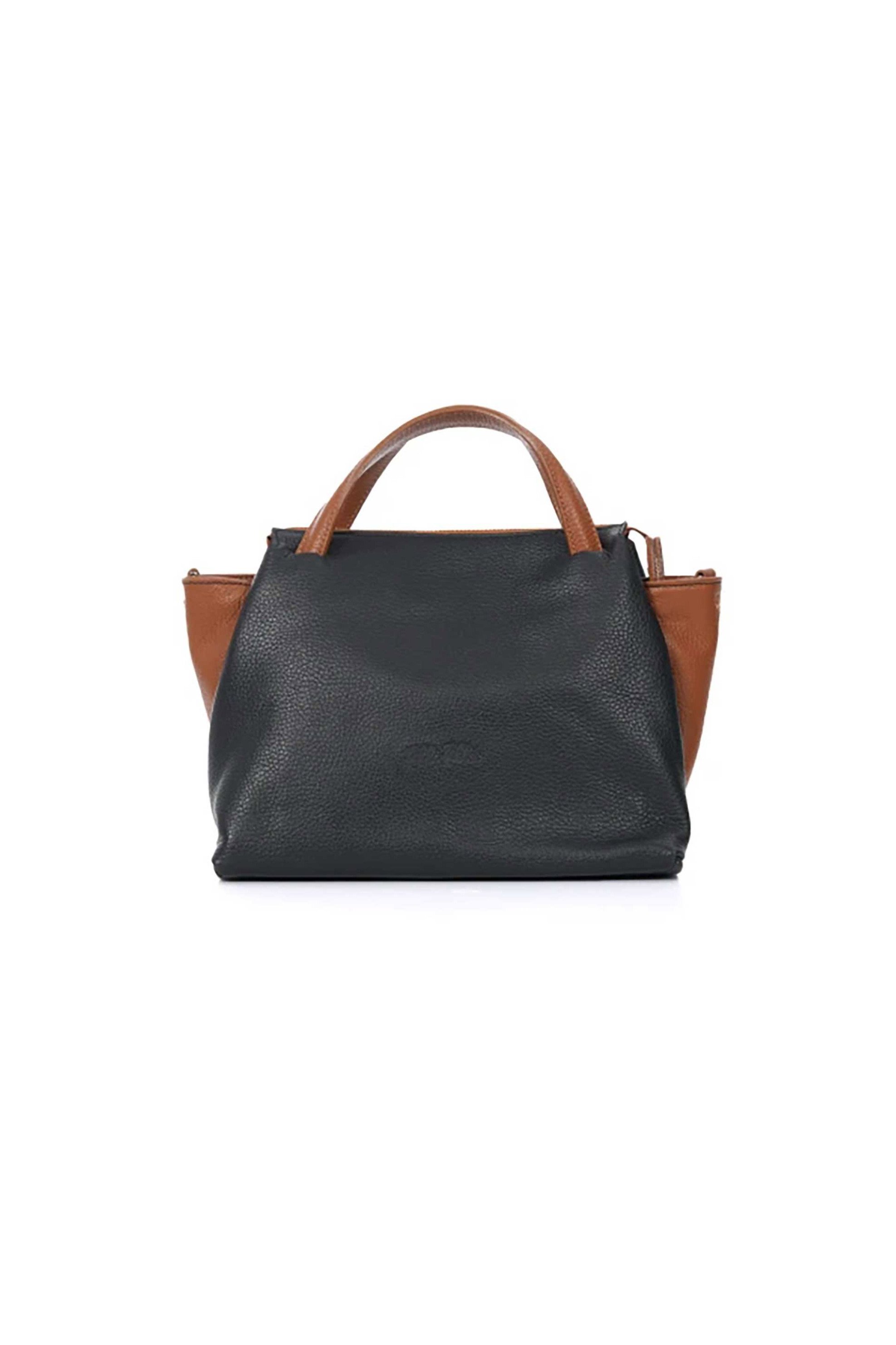 Folli Follie γυναικεία δερμάτινη τσάντα χειρός "Metropolitan Fab" - HB24L010GBK Μαύρο - Καφέ