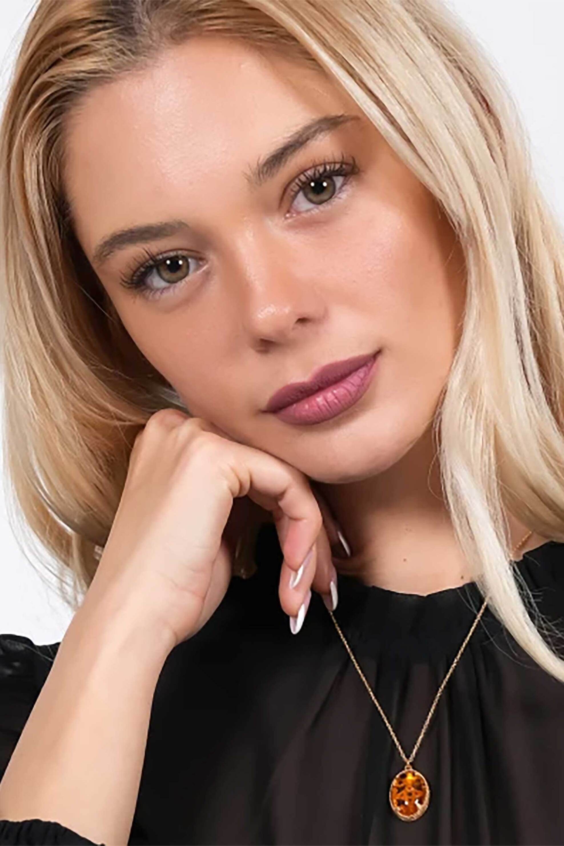 Folli Follie Γυναικείο Επίχρυσο Κολιέ με Συνθετική Πέτρα σε Οβάλ Σχήμα On And - 3N24S056Yb Καφέ