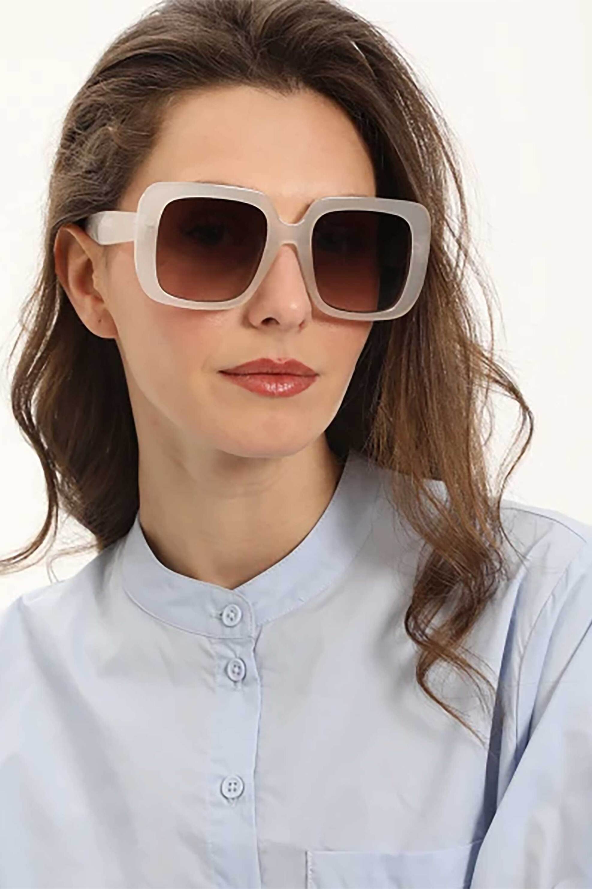 Folli Follie γυναικεία γυαλιά ηλίου μεγάλη τετράγωνη μάσκα - SG25B050A Γκρι φωτογραφία