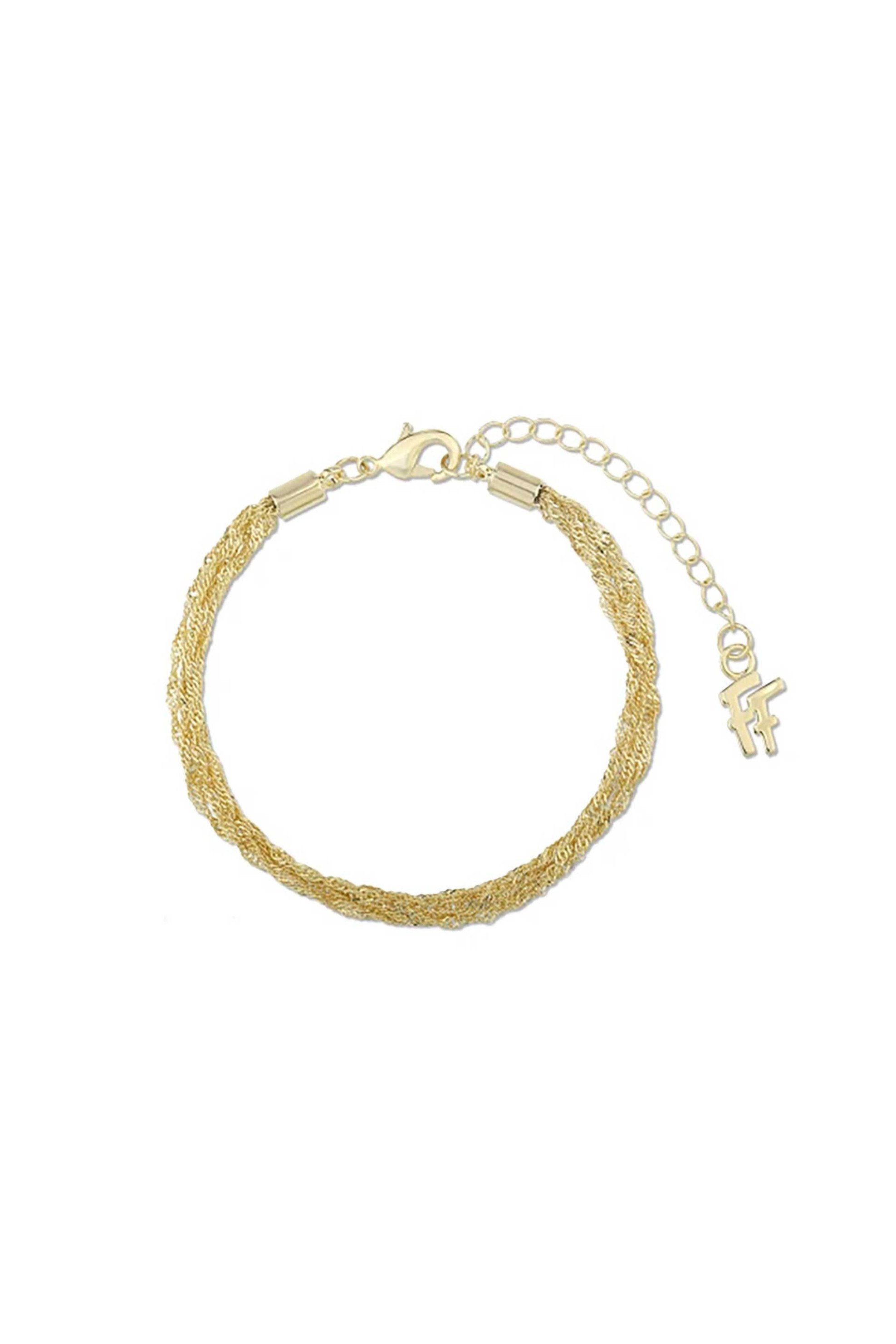 Folli Follie γυναικείο επίχρυσο βραχιόλι πολλές λεπτές αλυσίδες "The Chain Addiction" - 1B24D100Y Χρυσό