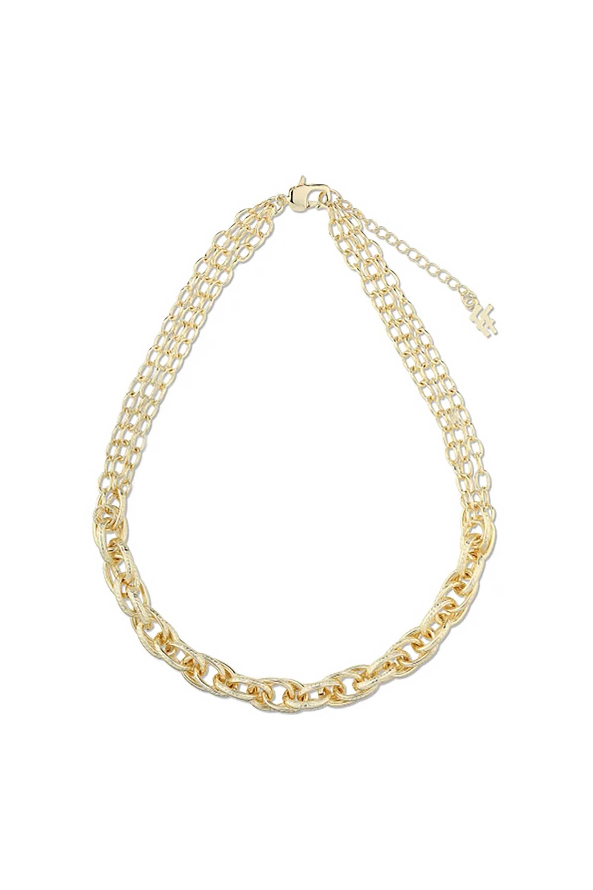 Folli Follie γυναικείο επίχρυσο κολιέ πολύ φαρδιά αλυσίδα "The Chain Addiction" - 1N24D133Y Χρυσό