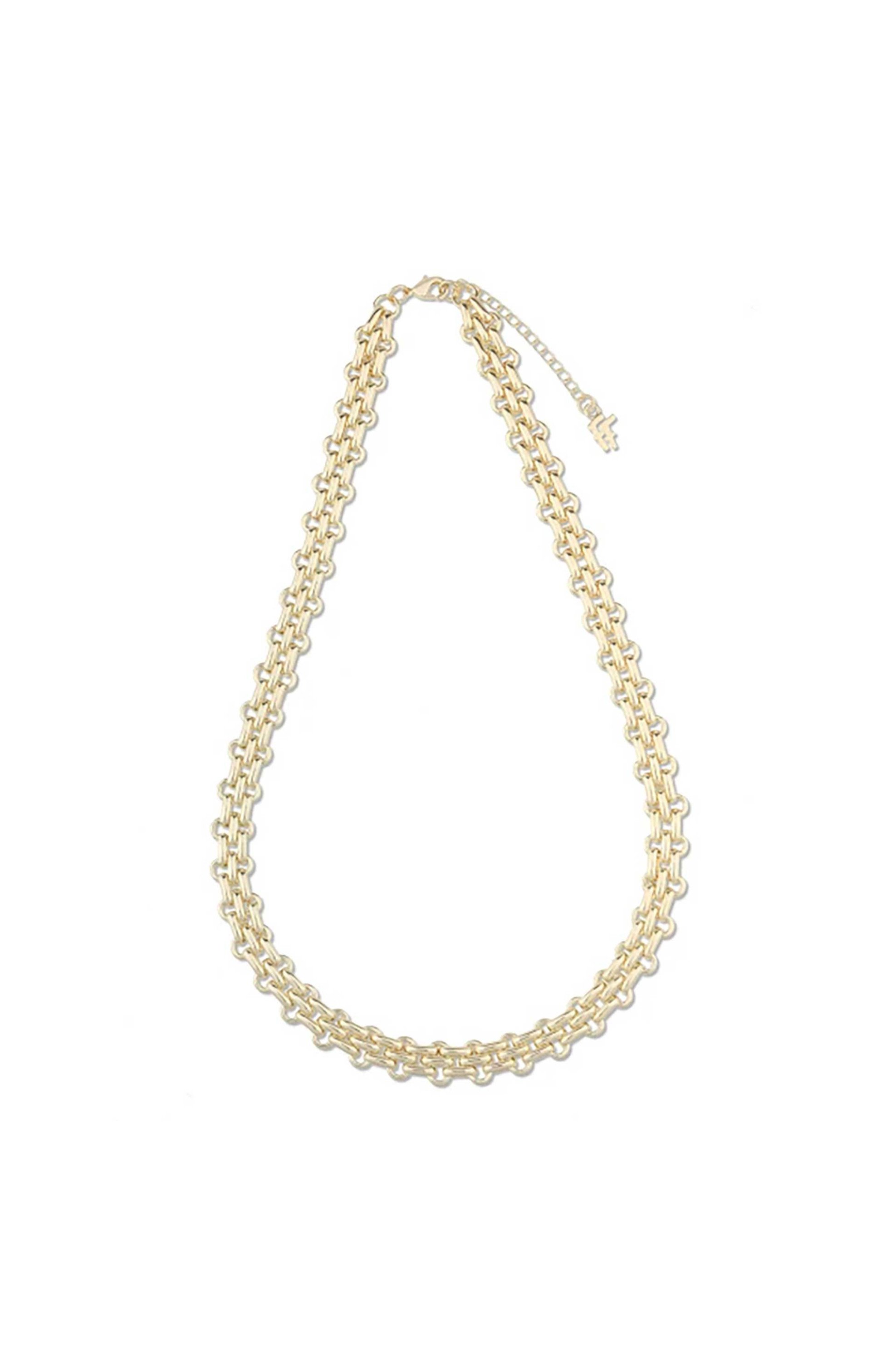 Folli Follie γυναικείο επίχρυσο κολιέ αλυσίδα με ορθογώνιους κρίκους "The Chain Addiction" - 1N24D134Y Χρυσό