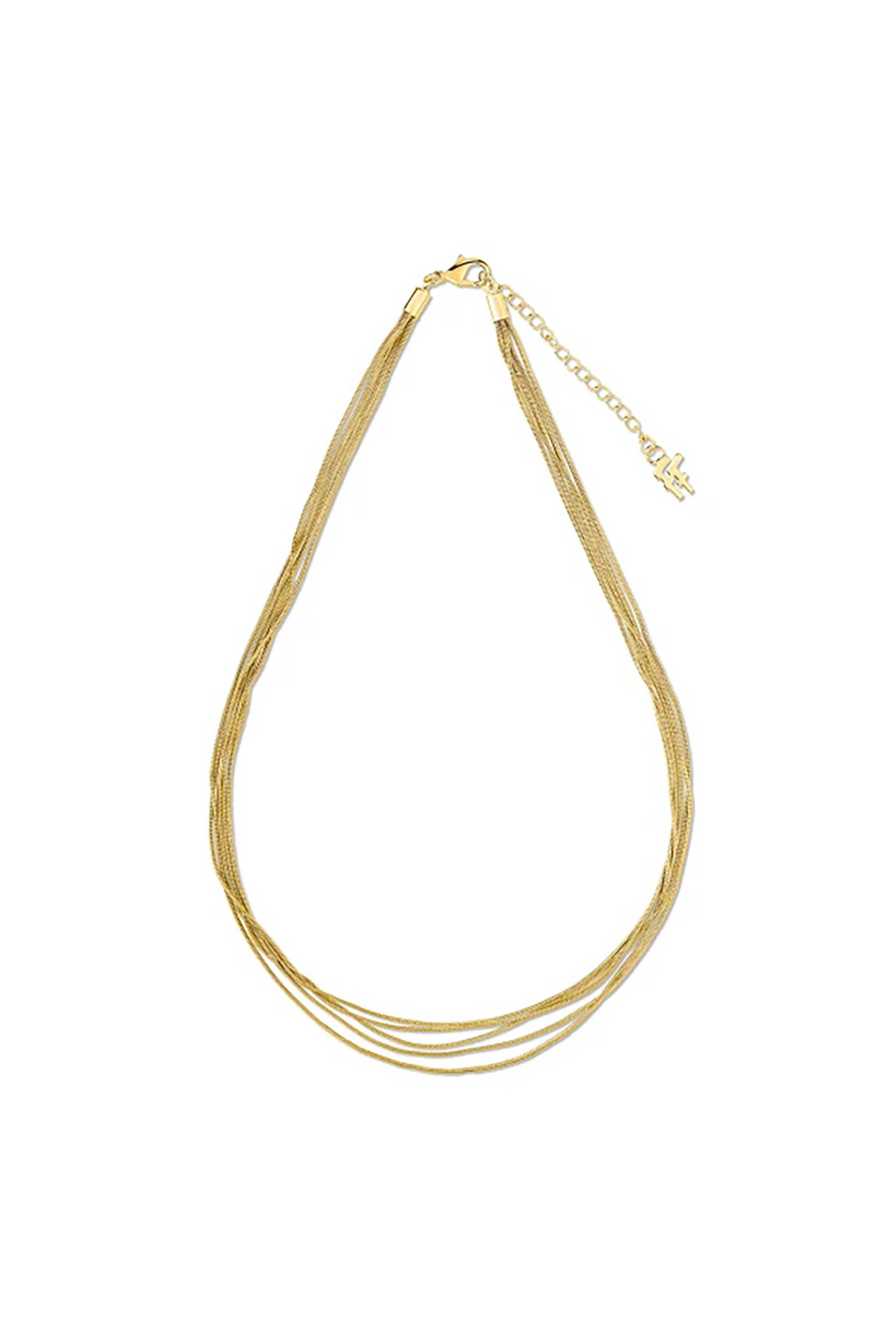 Folli Follie γυναικείο επίχρυσο κολιέ πολλές λεπτές αλυσίδες "The Chain Addiction" - 1N24D140Y Χρυσό