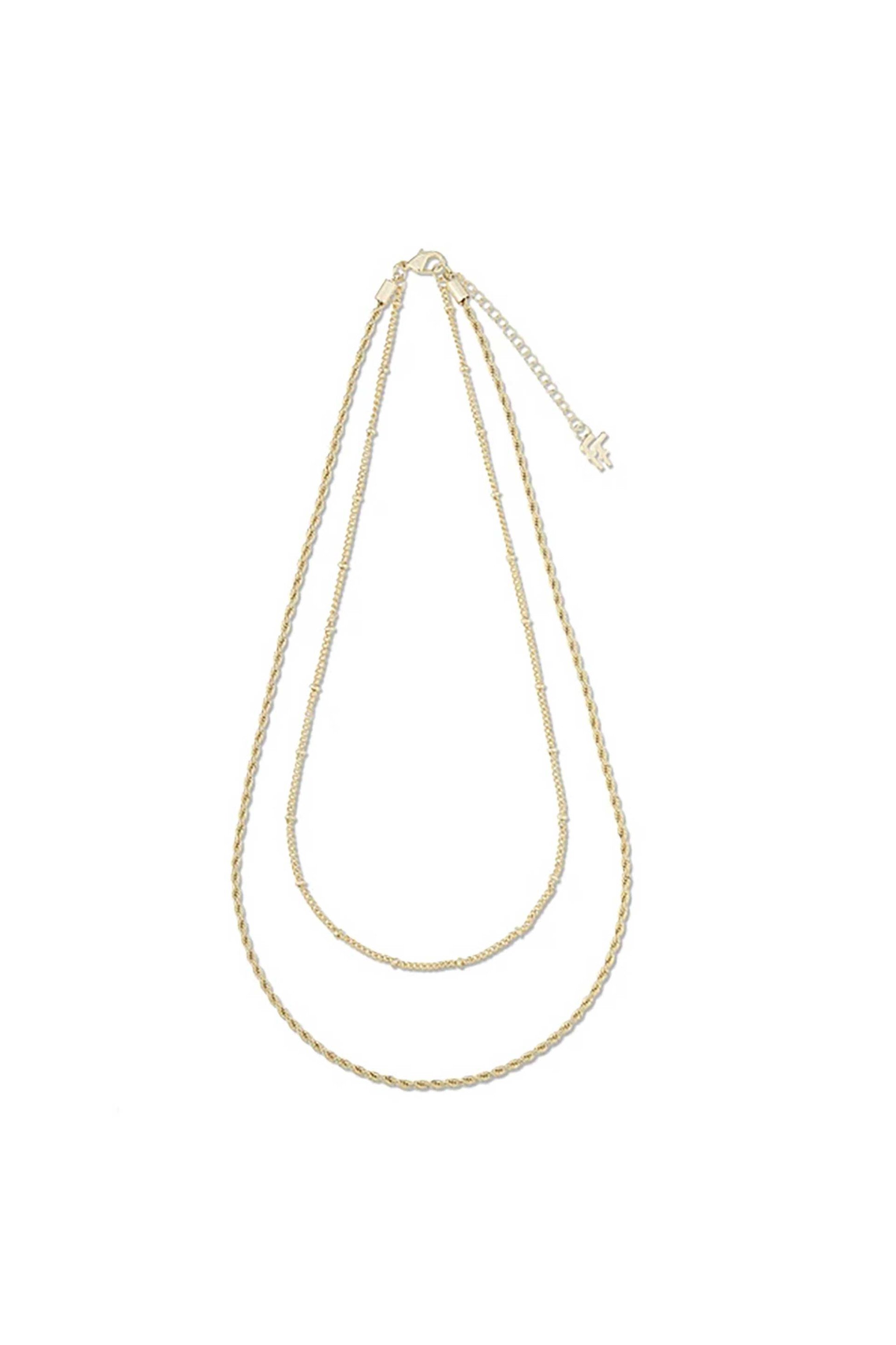 Folli Follie γυναικείο επίχρυσο κολιέ διπλή αλυσίδα "The Chain Addiction" - 1N24D142Y Χρυσό