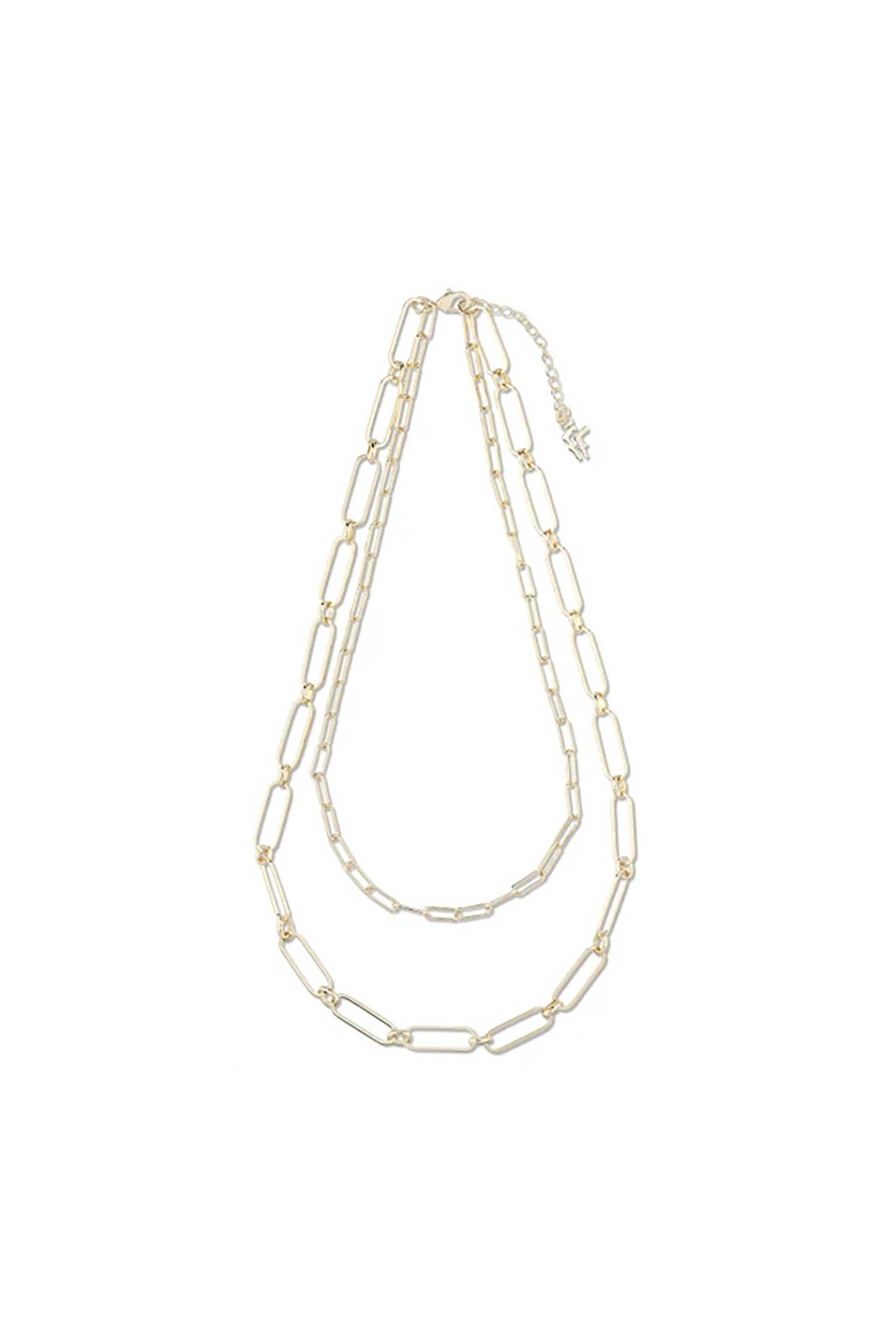 Folli Follie γυναικείο επίχρυσο κολιέ διπλή αλυσίδα "The Chain Addiction" - 1N24D143Y Χρυσό