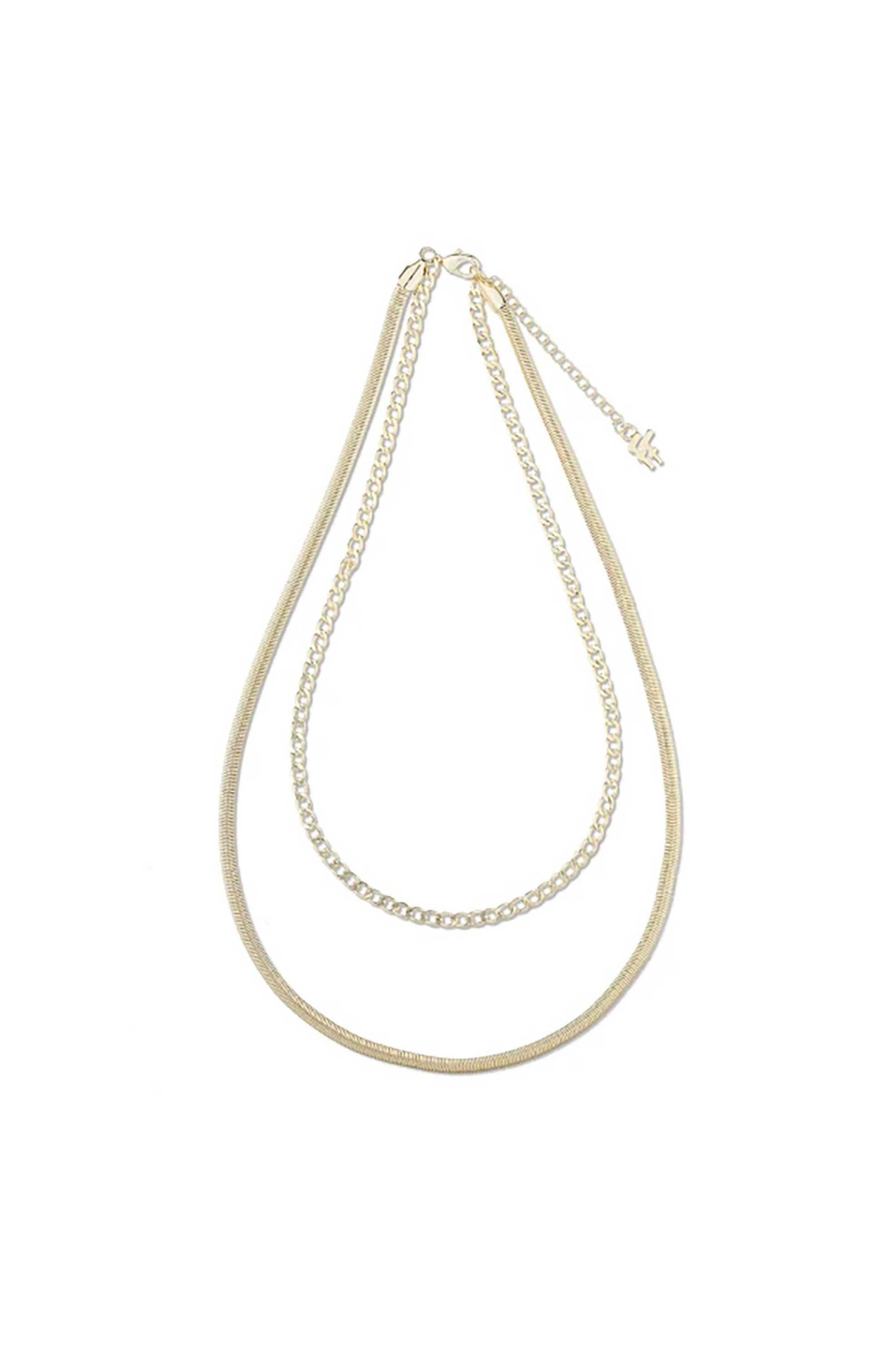 Folli Follie γυναικείο επίχρυσο κολιέ διπλή αλυσίδα "The Chain Addiction" - 1N24D144Y Χρυσό