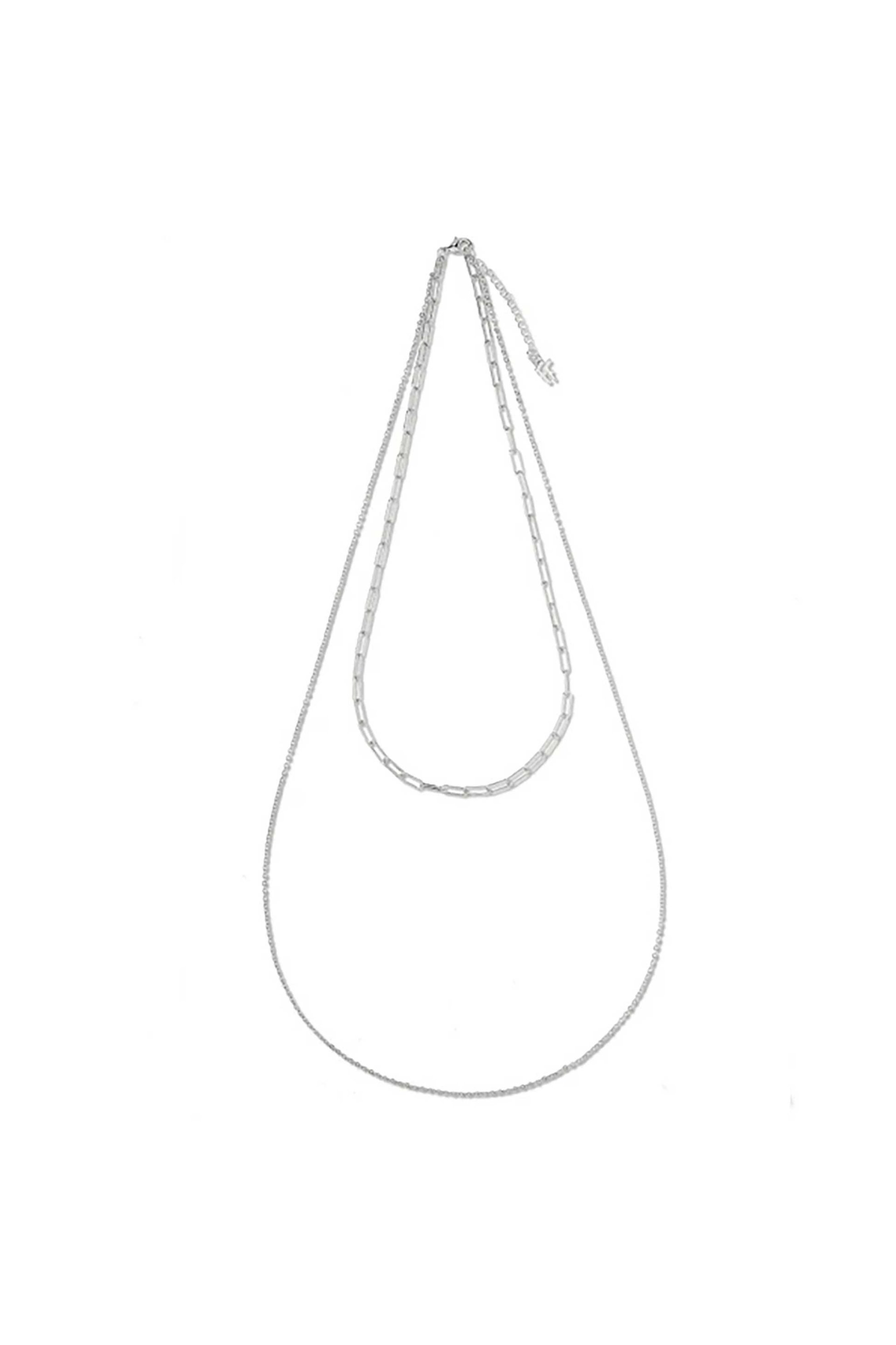 Folli Follie γυναικείο ασημί κολιέ διπλή αλυσίδα "The Chain Addiction" - 1N24D145 Ασημί