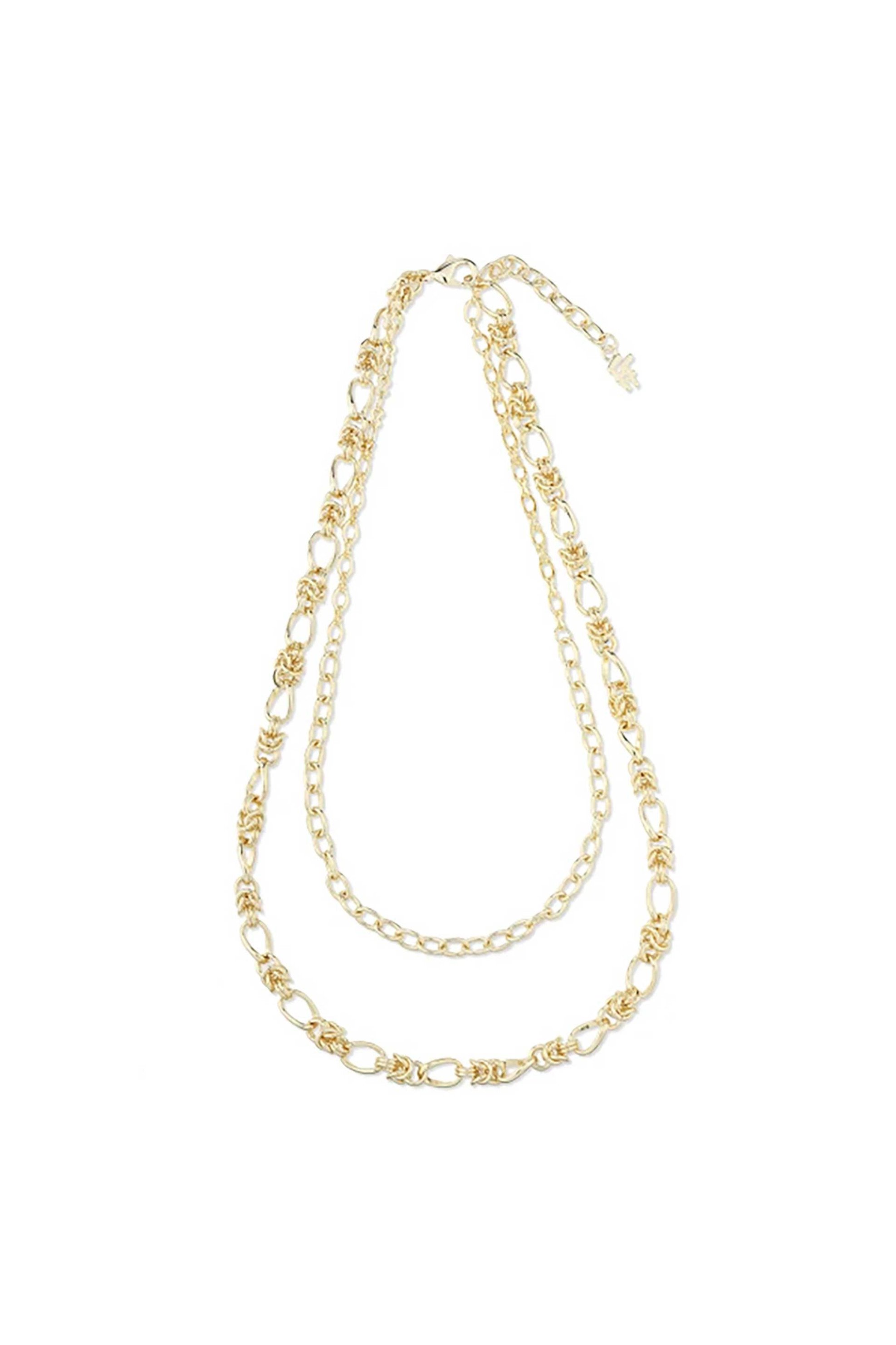 Folli Follie γυναικείο επίχρυσο κολιέ διπλή αλυσίδα "The Chain Addiction" - 1N24D146Y Χρυσό