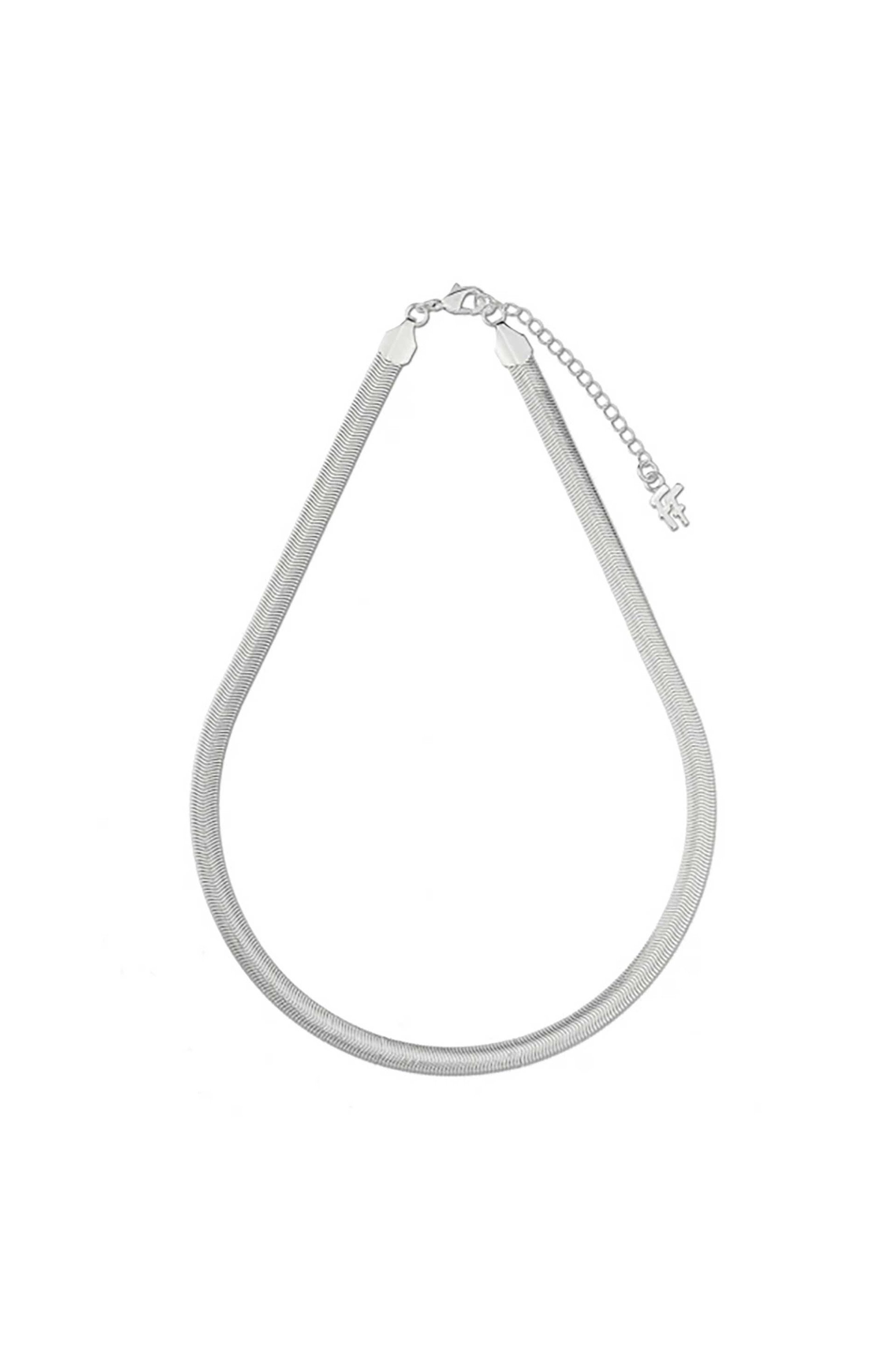 Folli Follie γυναικείο ασημί κολιέ επίπεδη αλυσίδα "The Chain Addiction" - 1N24D148 Ασημί