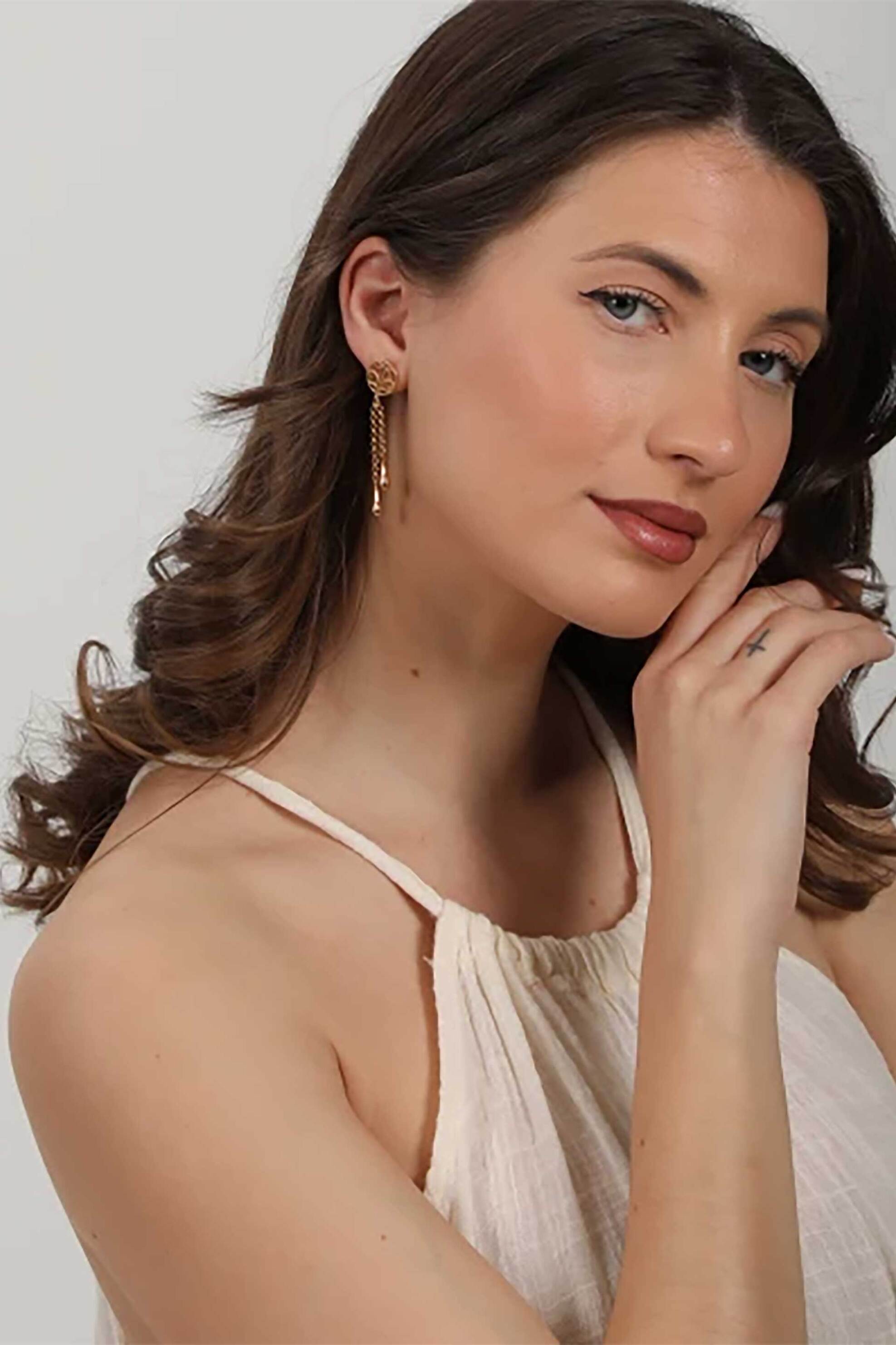 Folli Follie γυναικεία επίχρυσα κρεμαστά σκουλαρίκια "Kallos " - 1E25S166Y Χρυσό φωτογραφία