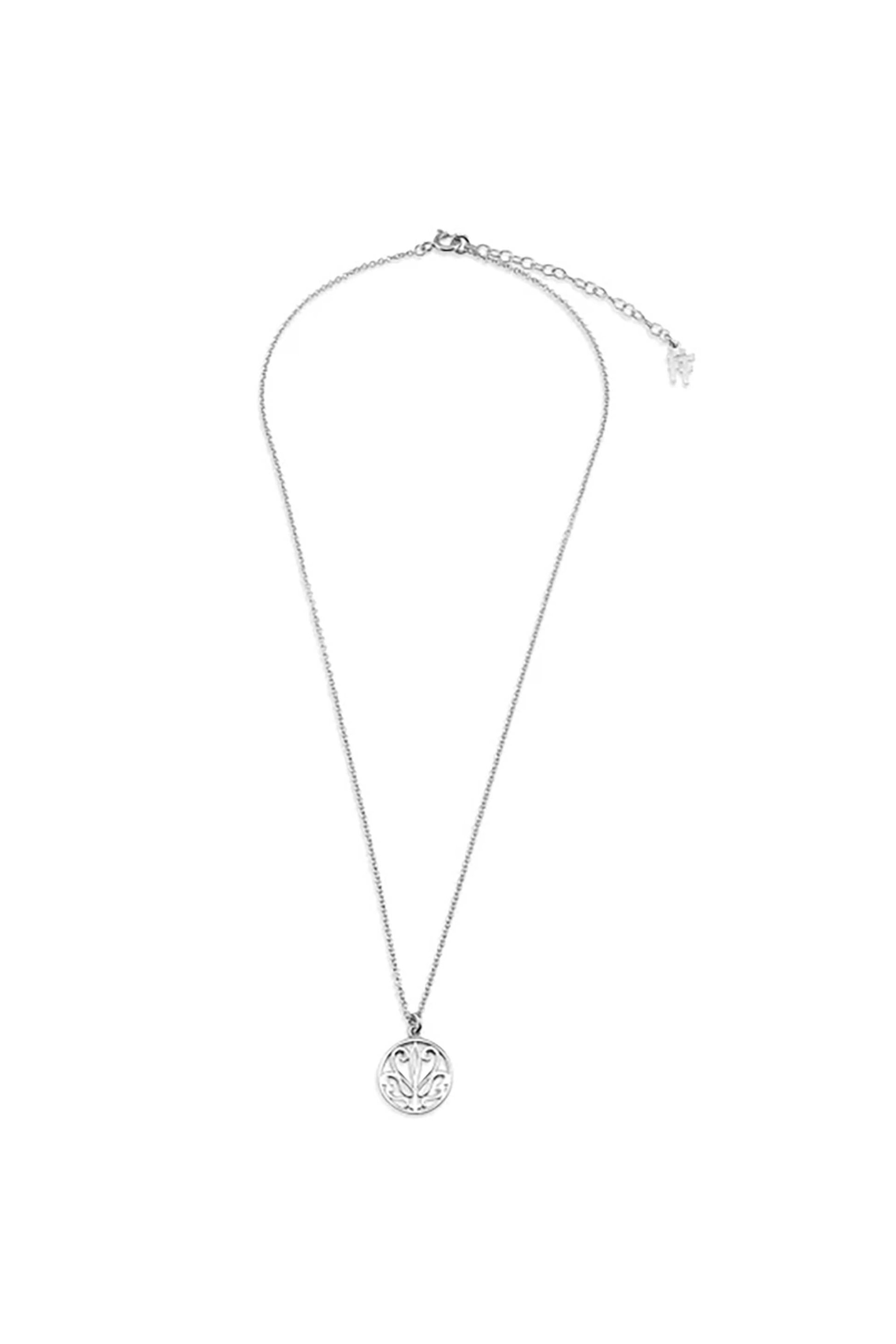 Folli Follie γυναικείο ασημένιο κολιέ με μοτίφ νόμισμα "Kallos" - 1N25S169 Ασημί