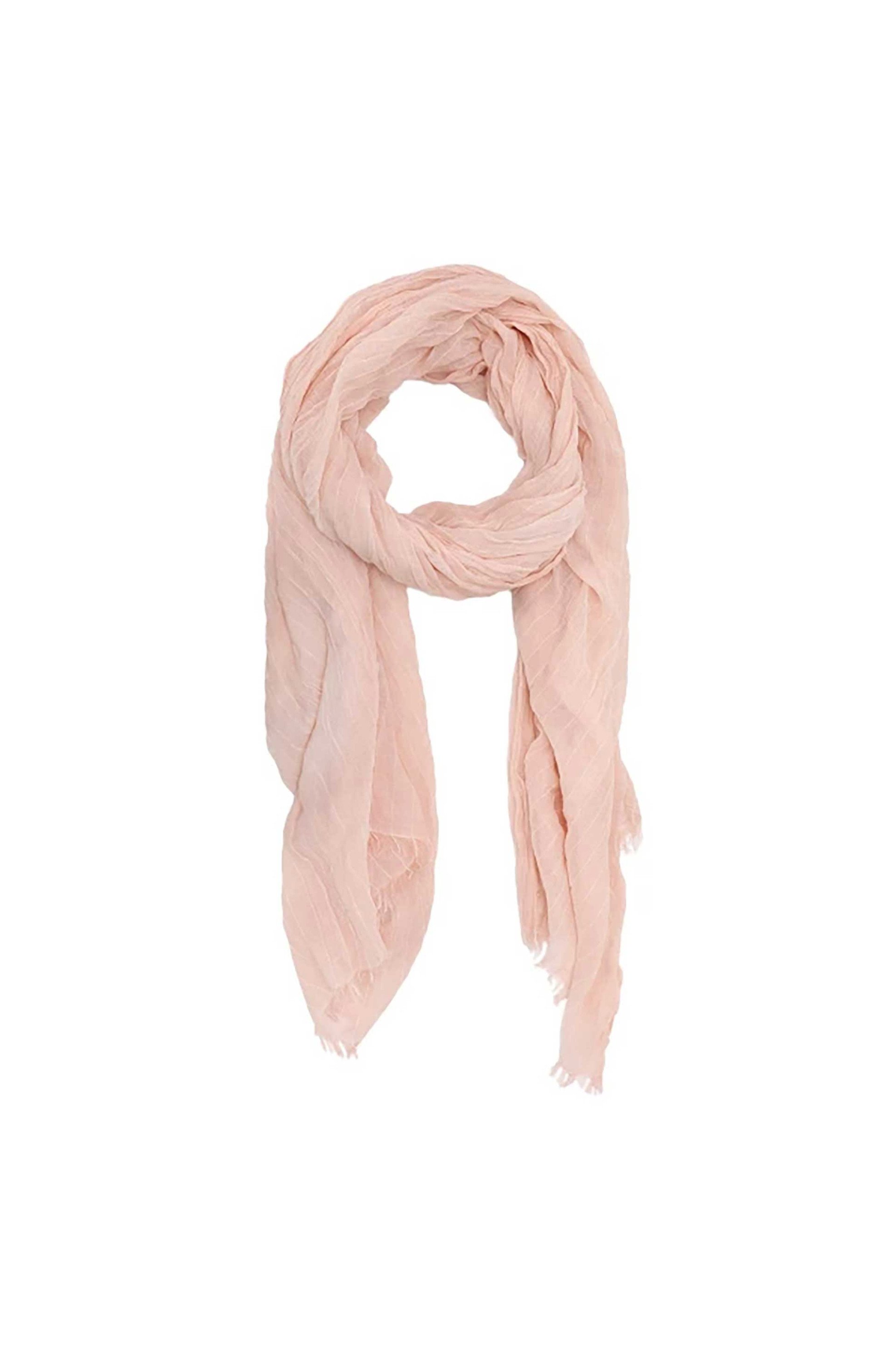 Folli Follie γυναικείο φουλάρι βαμβακερό λεπτό με κρόσσια - SF25B026P Ροζ