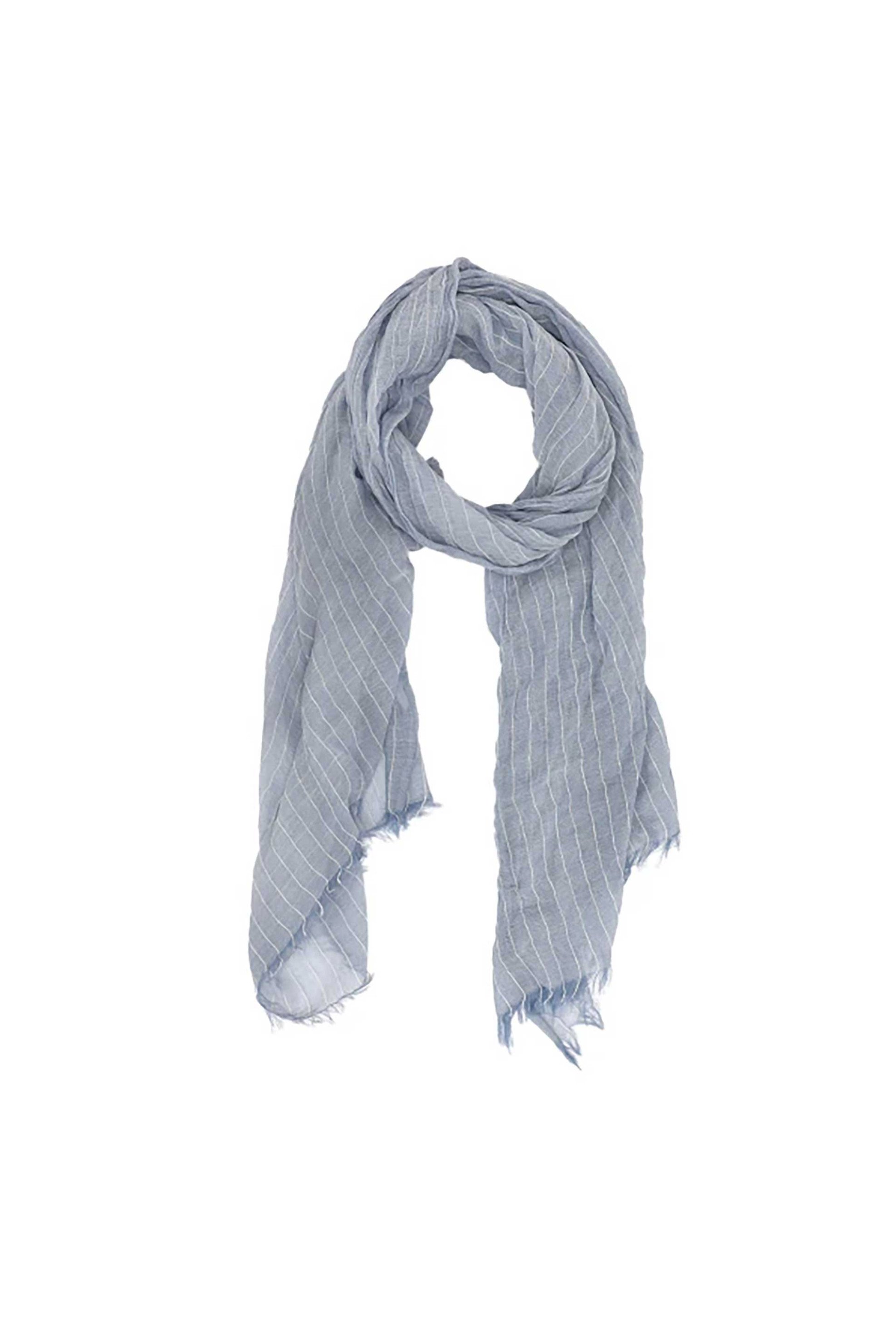 FOLLI FOLLIE Folli Follie γυναικείο φουλάρι βαμβακερό λεπτό με κρόσσια - SF25B026U Μπλε