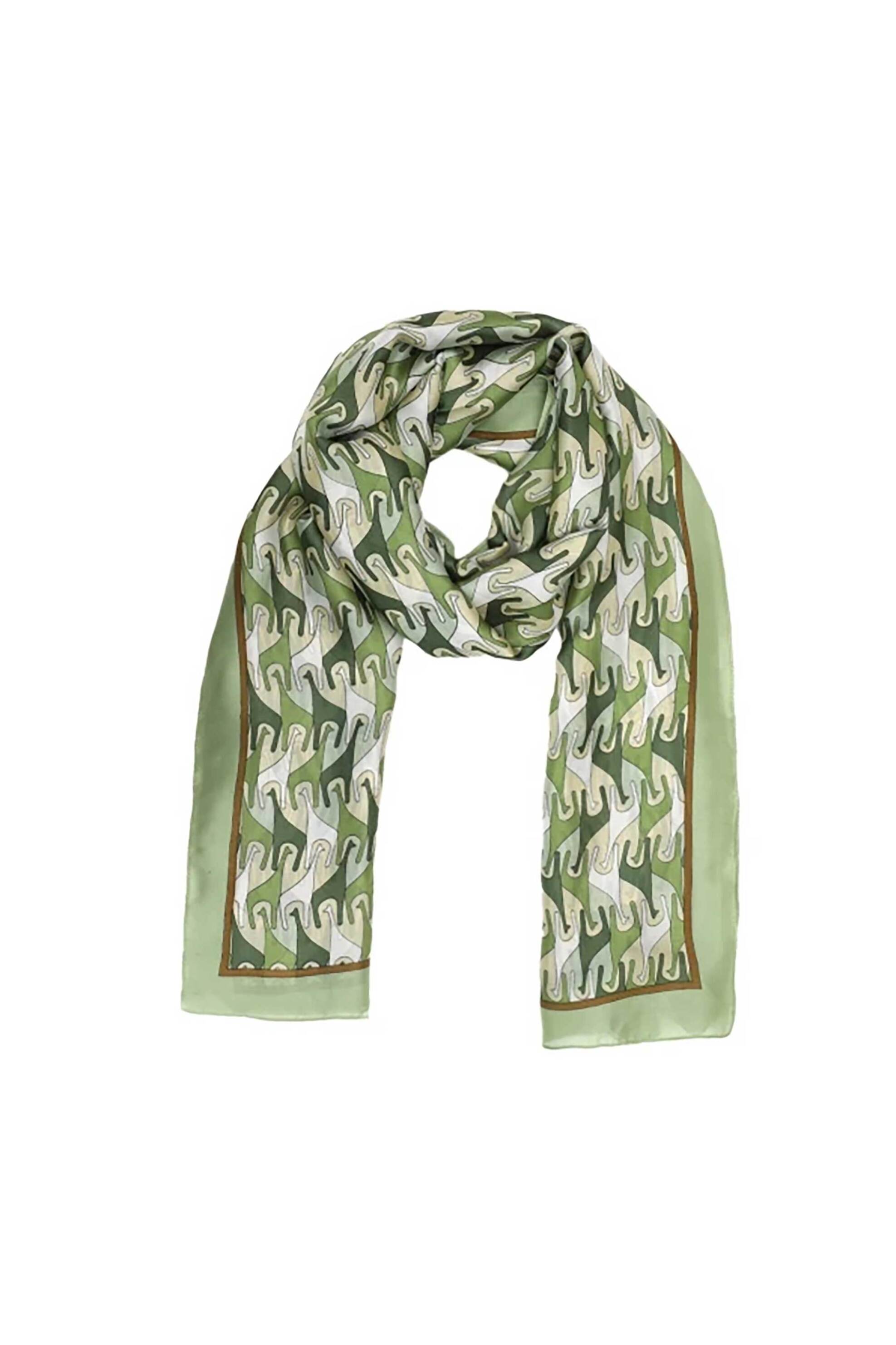 FOLLI FOLLIE Folli Follie γυναικείο φουλάρι από βισκόζη καμηλοπαρδάλεις - SF25B030E Πράσινο