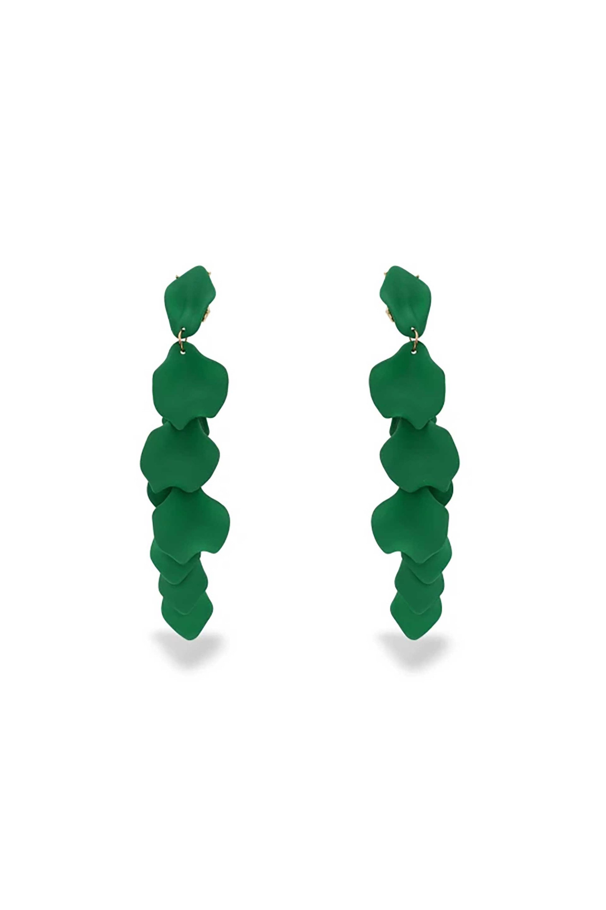 Folli Follie γυναικεία μακριά σκουλαρίκια με πράσινα φύλλα "Impress Me" - 3E24Z027E Πράσινο