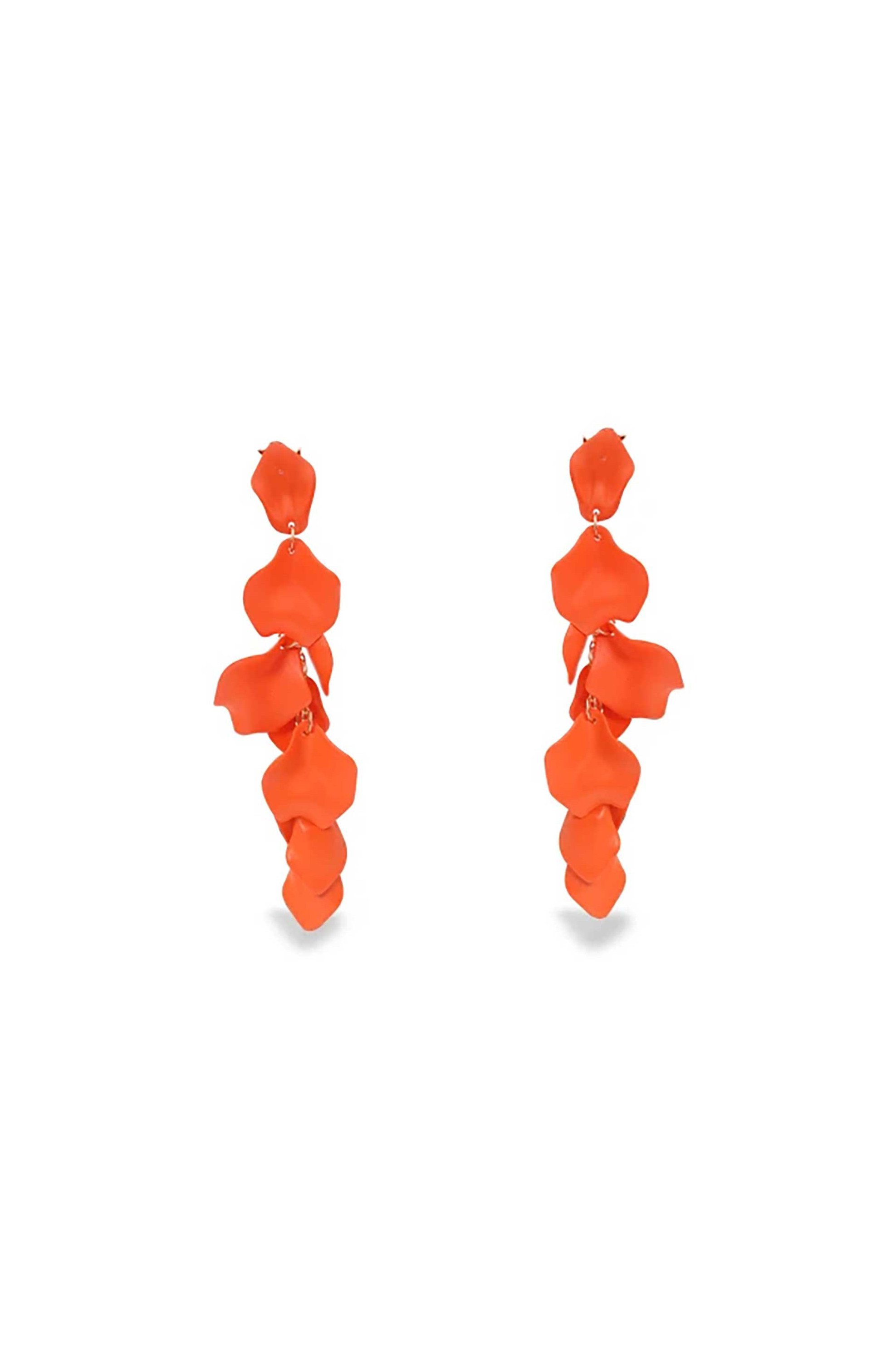 FOLLI FOLLIE Folli Follie γυναικεία μακριά σκουλαρίκια με πορτοκαλί φύλλα "Impress Me" - 3E24Z027O Πορτοκαλί