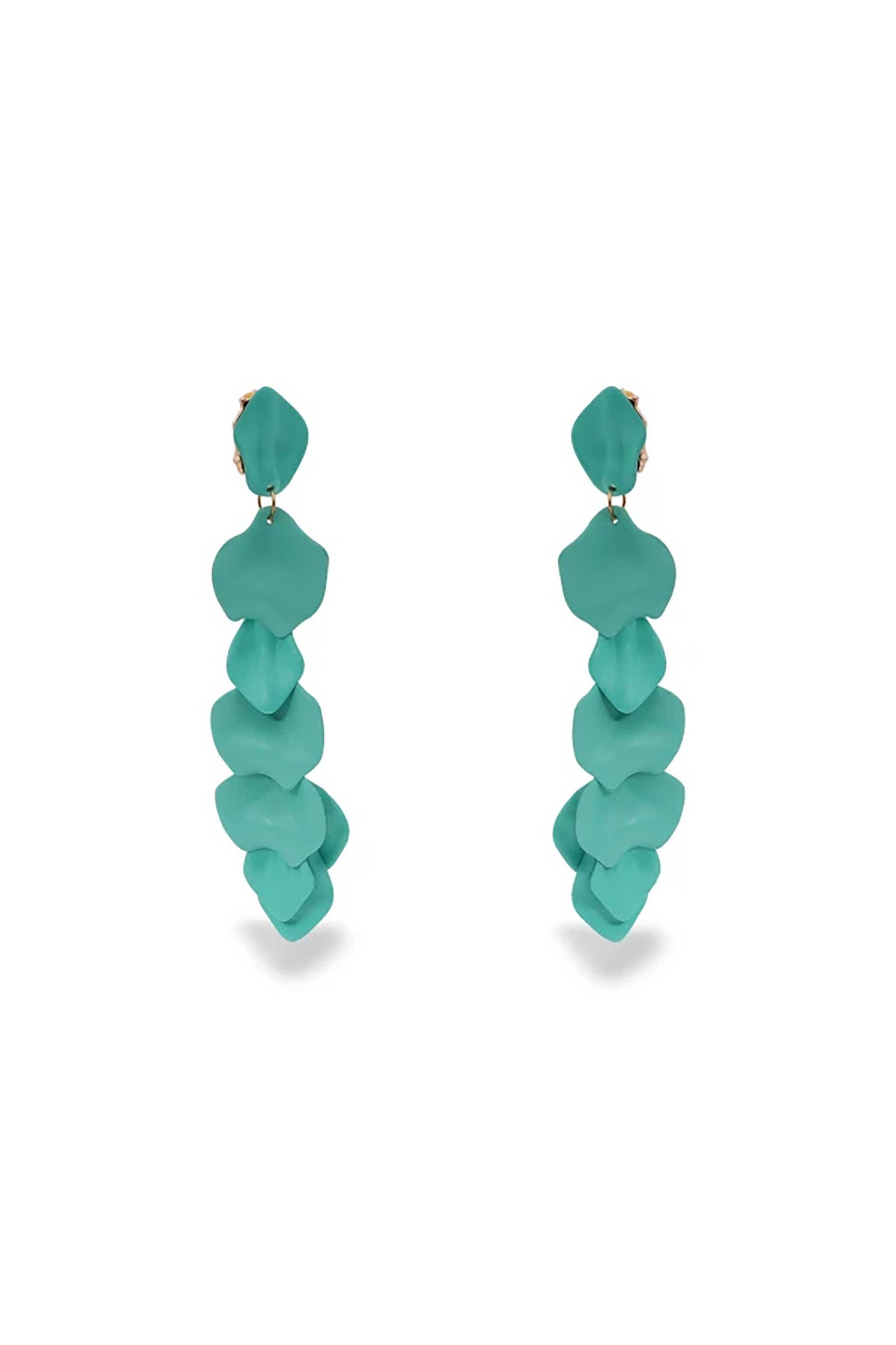 Folli Follie γυναικεία μακριά σκουλαρίκια με τυρκουάζ φύλλα "Impress Me" - 3E24Z027T Τυρκουάζ