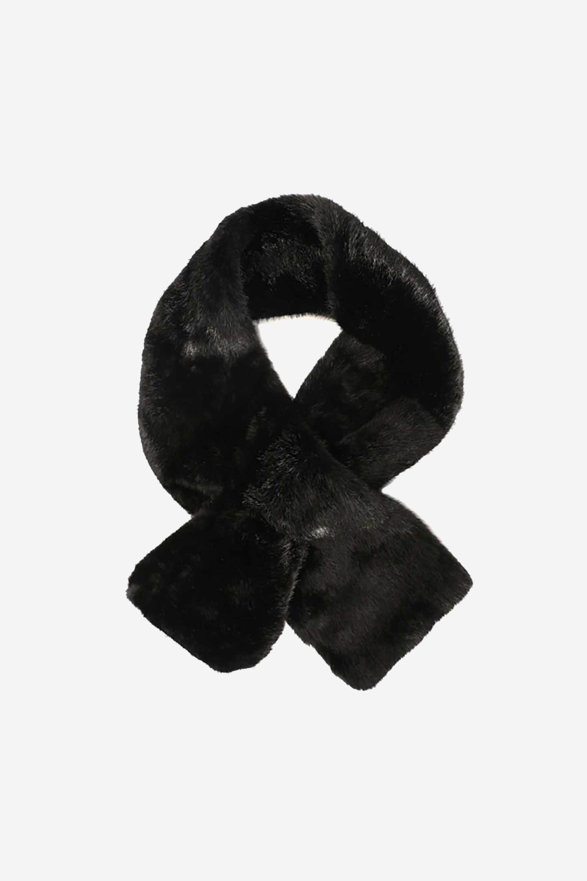 FOLLI FOLLIE Folli Follie γυναικείο φουλάρι γιακάς γούνινος - SF25B033K Μαύρο