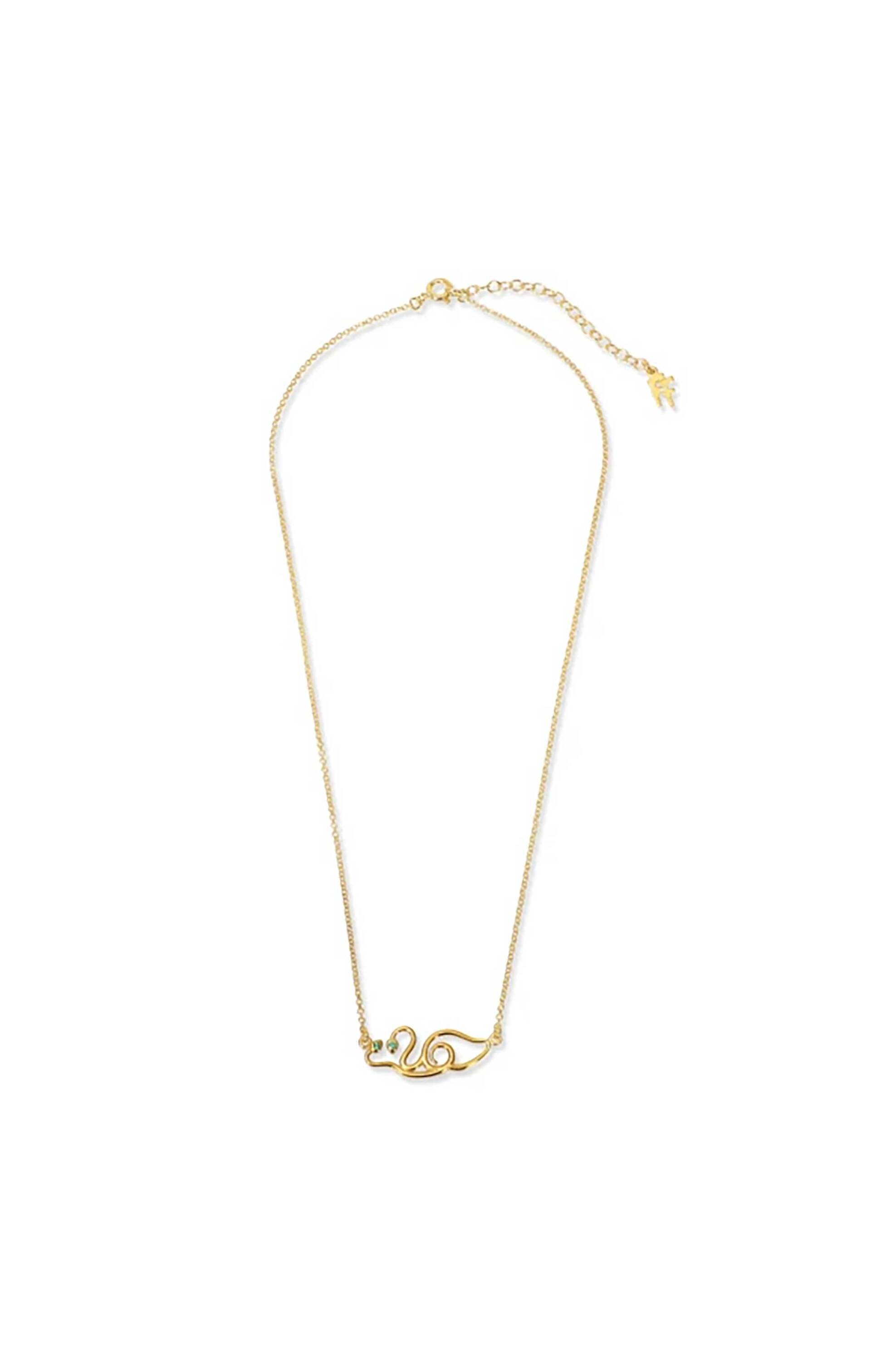 Folli Follie γυναικείο επίχρυσο κολιέ "Lucky Charm 2026" - 3N25S127YE Πράσινο