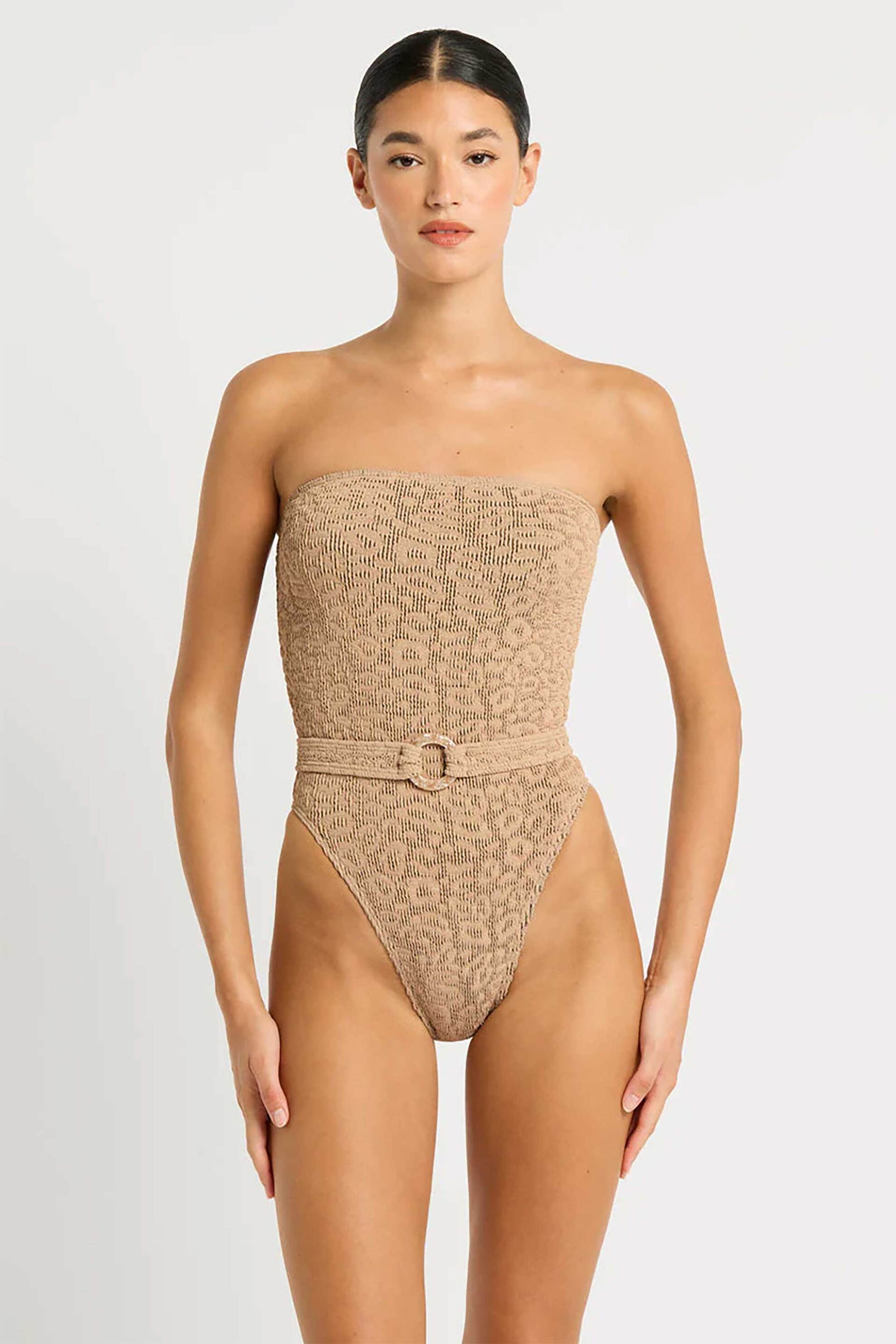 BOND-EYE bond-eye γυναικείο μαγιό ολόσωμο strapless με αποσπώμενη ζώνη "Belt Fane" - BOUND629LT-OTLEP Μπεζ