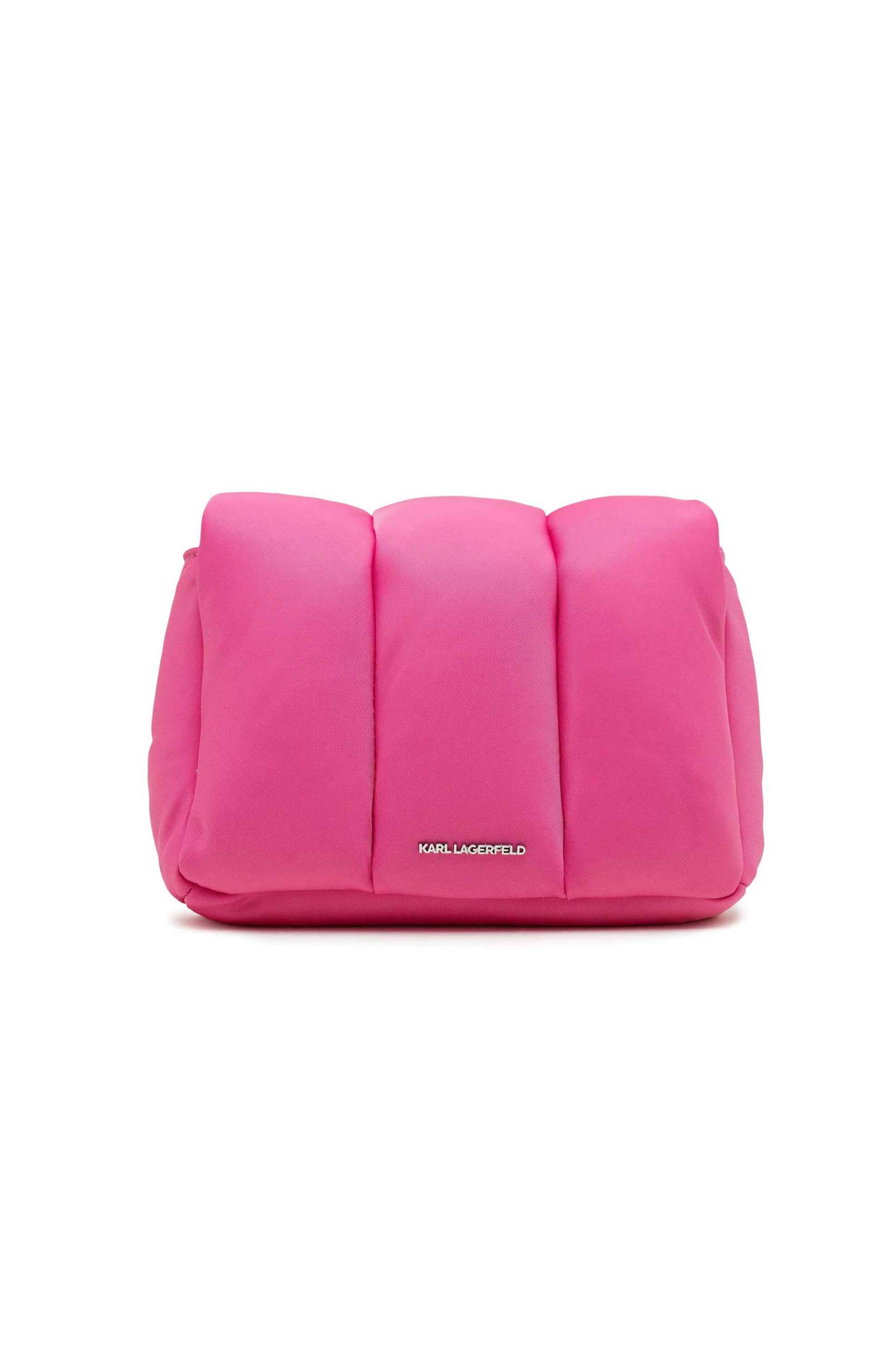 Karl Lagerfeld Γυναικεία Τσάντα Crossbody Μονόχρωμη με Ανάγλυφη Λεπτομέρεια K Ikonik 2 0 - 240W3080 Φούξια