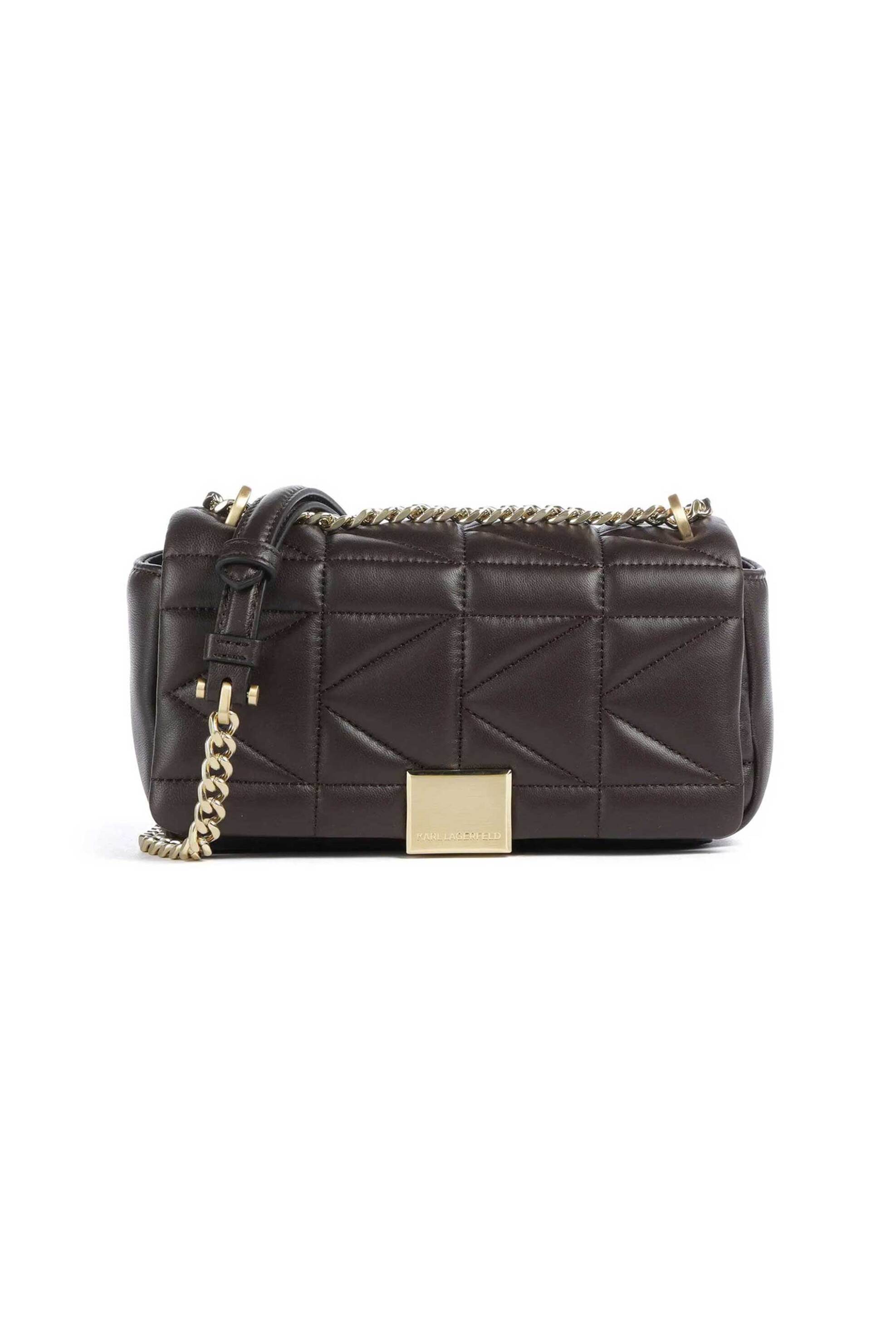 KARL LAGERFELD Karl Lagerfeld γυναικεία τσάντα crossbody "K/Κuilt Small" - A1W30435 Καφέ Σκούρο