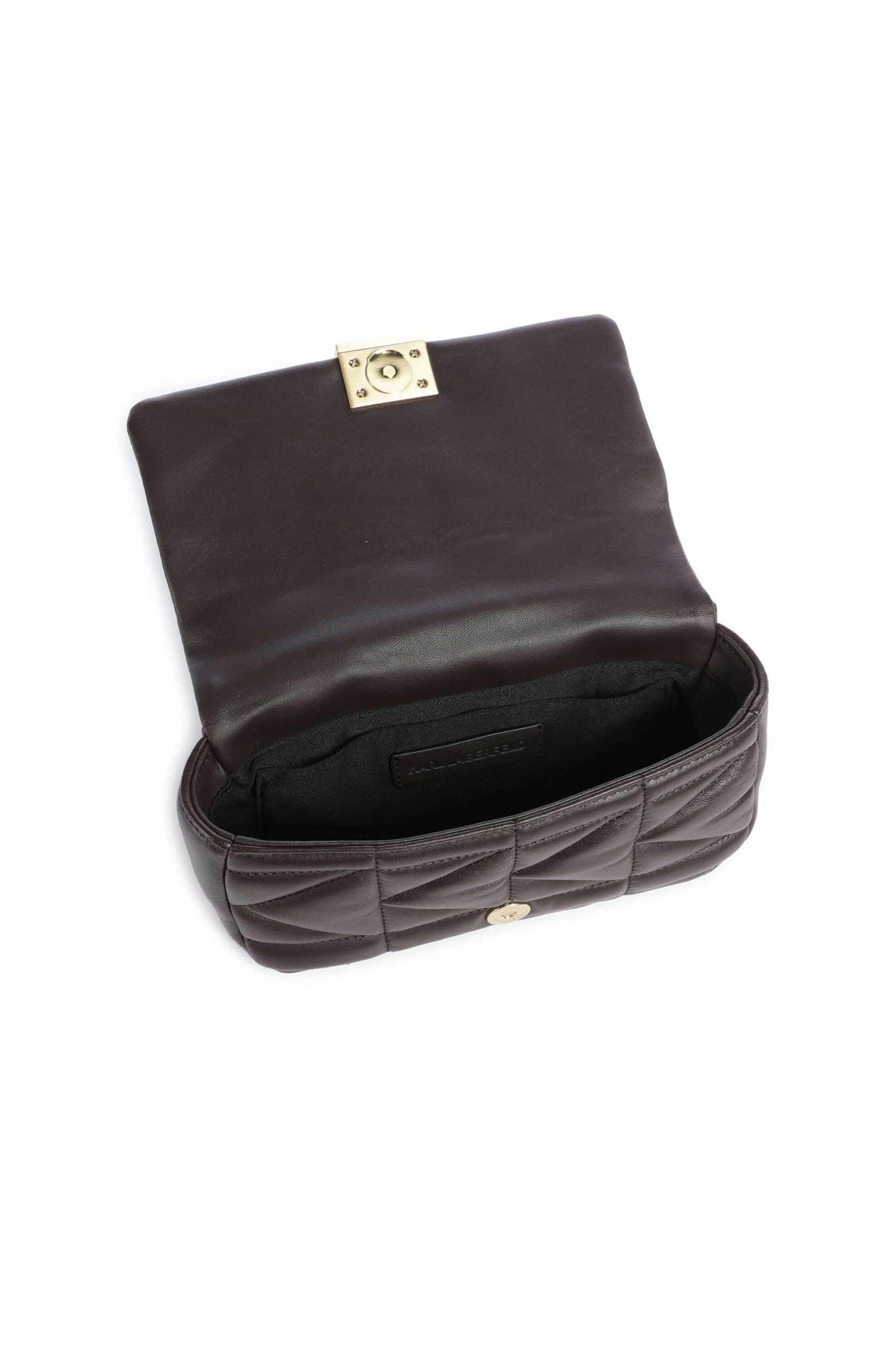 KARL LAGERFELD Karl Lagerfeld γυναικεία τσάντα crossbody "K/Κuilt Small" - A1W30435 Καφέ Σκούρο - 3